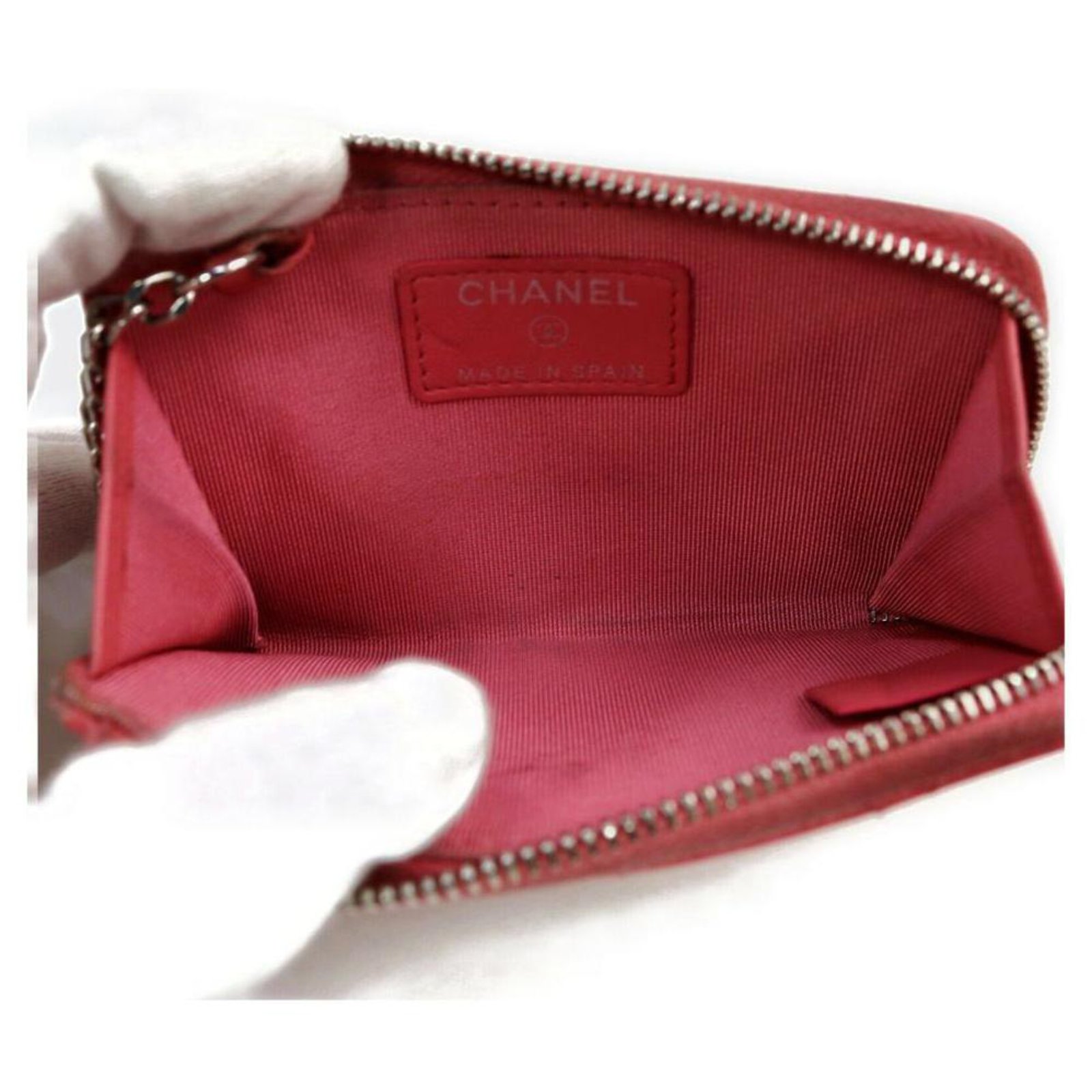 Chanel Pink Quilted Lambskin Key Pouch Keychain ref.330406 - Joli Closet