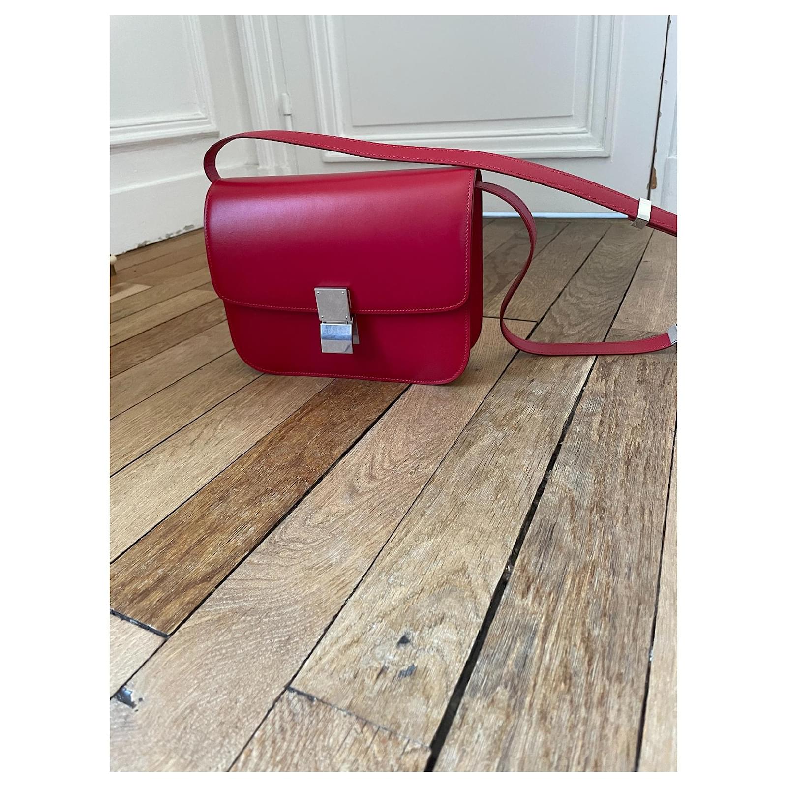 Céline Celine classic box bag Red Leather ref.330465 Joli Closet