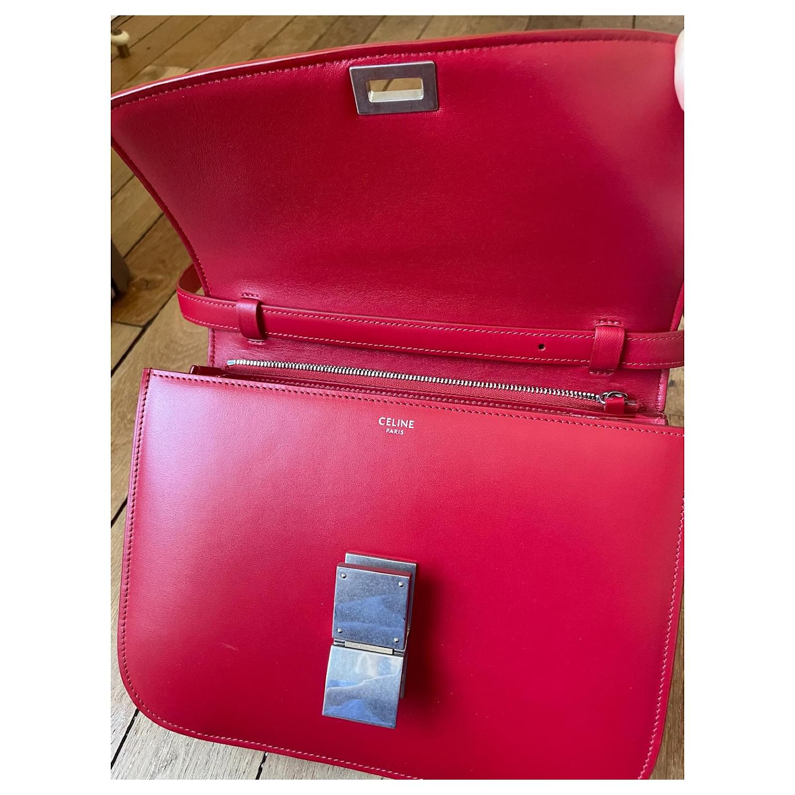 C line Celine Classic Box Bag Red Leather Ref 330465 Joli Closet