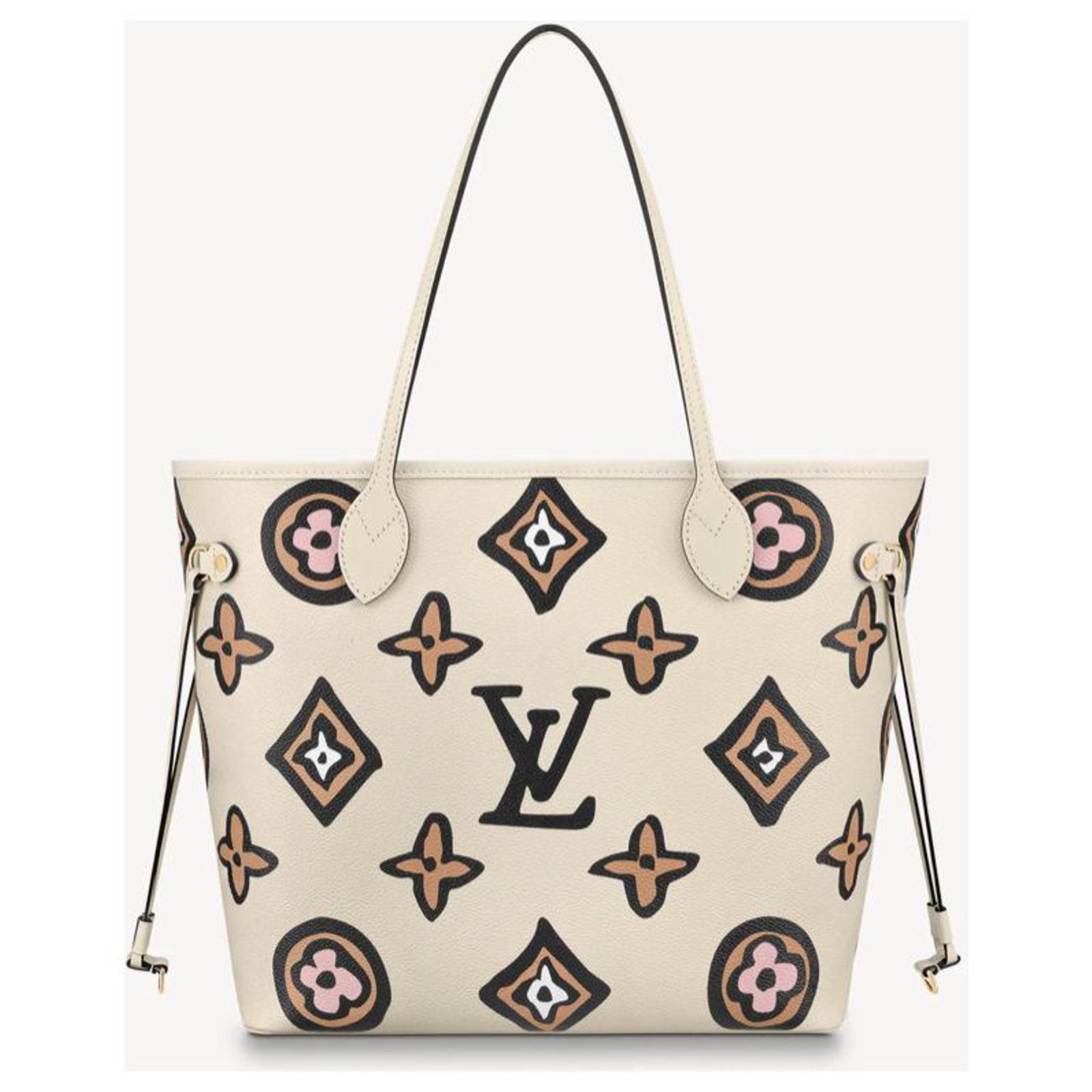 Louis Vuitton Neverfull MM Wild at Heart Cream in Leather with