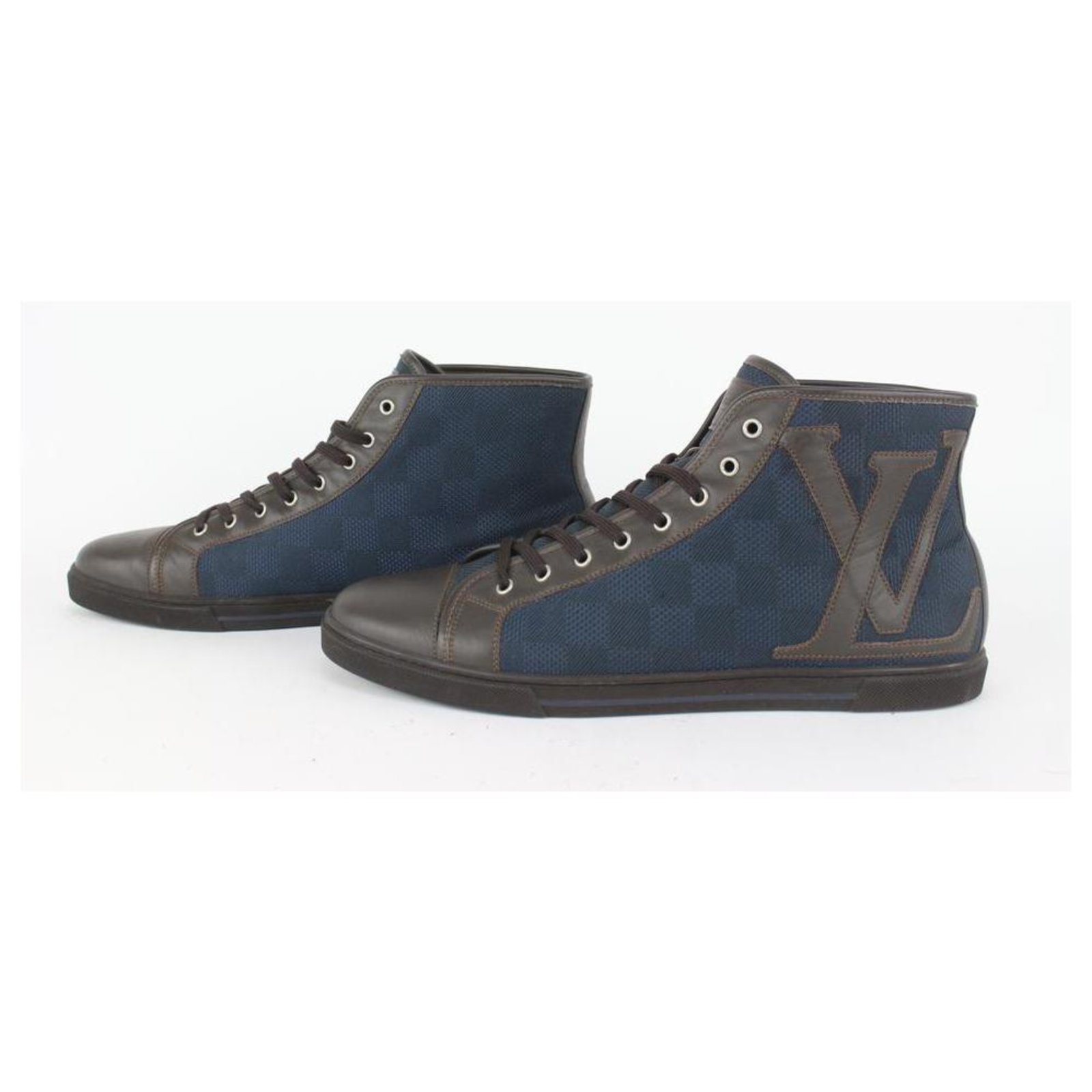 Louis Vuitton Men's US 11 Blue Damier LV Initials Varsity High Top