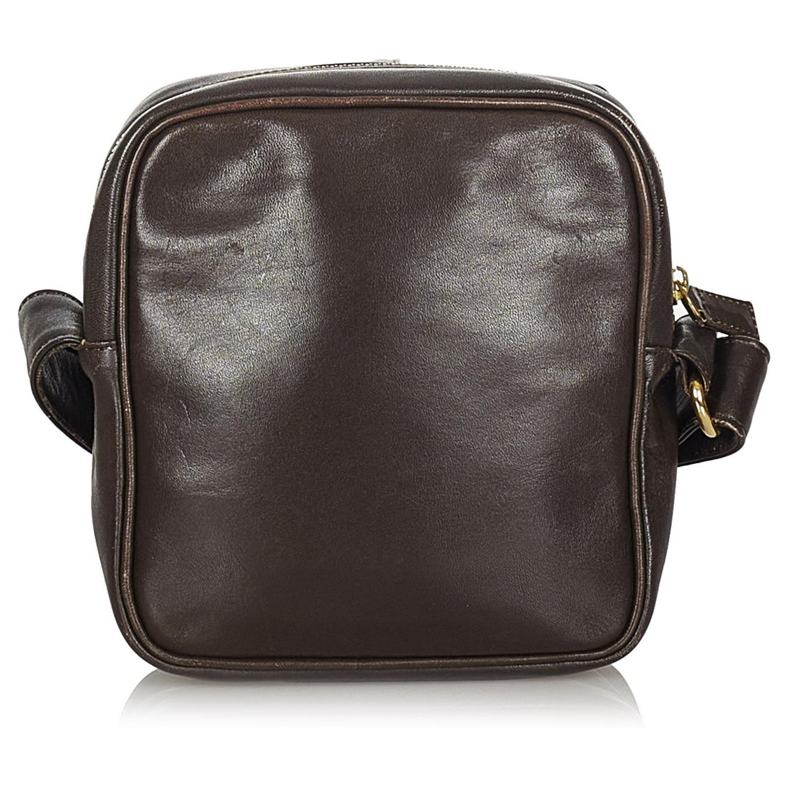 Yves Saint Laurent YSL Brown Leather Crossbody Bag Black Pony