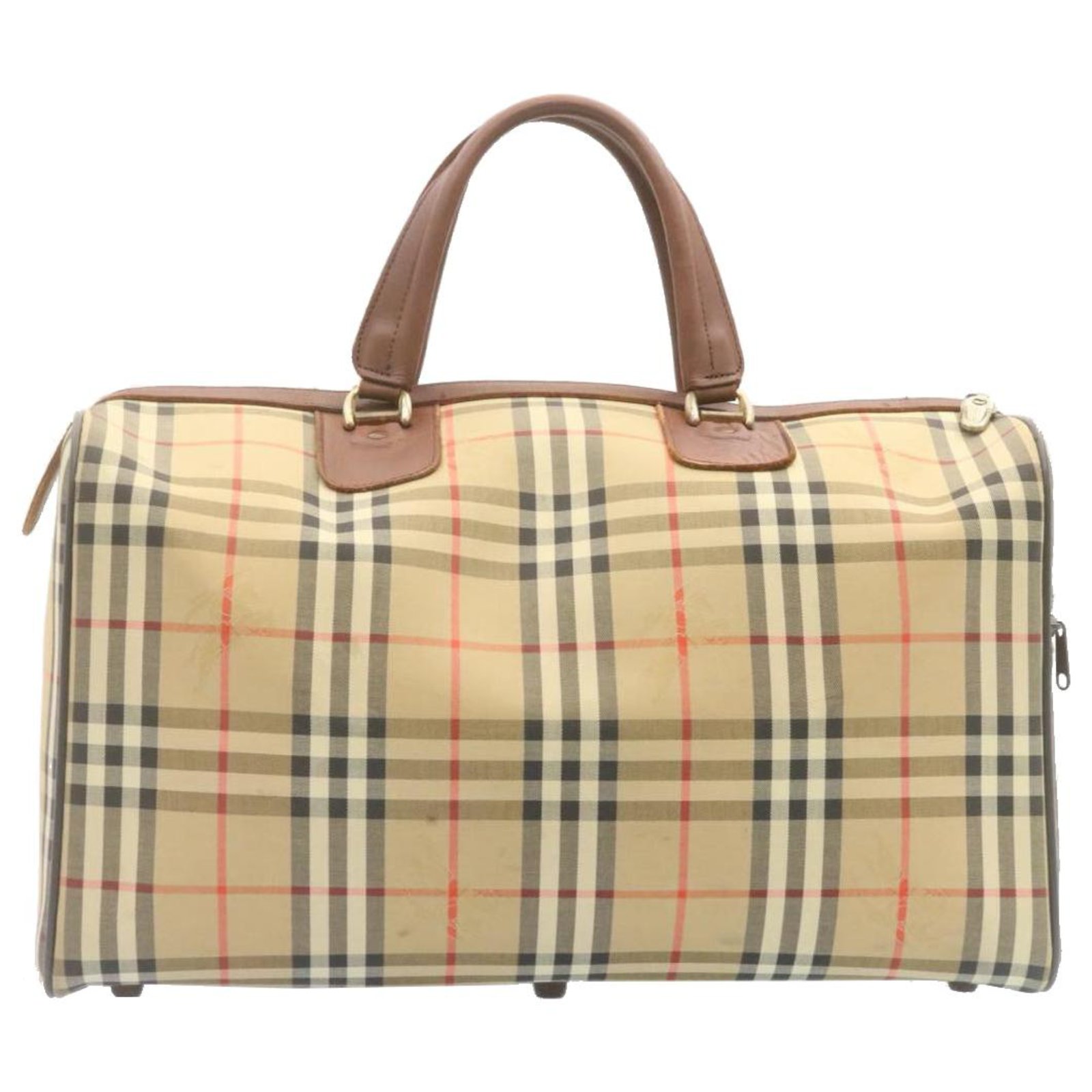 Leather travel bag Burberry Beige in Leather - 26273569