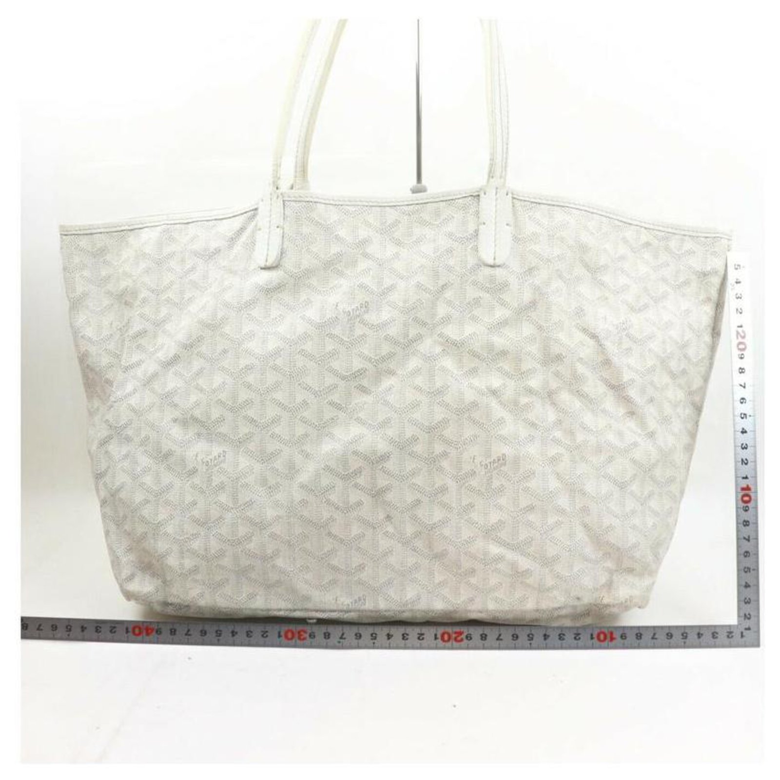 Goyard Sac cabas blanc Chevron St Louis PM avec pochette Cuir ref.683800 -  Joli Closet