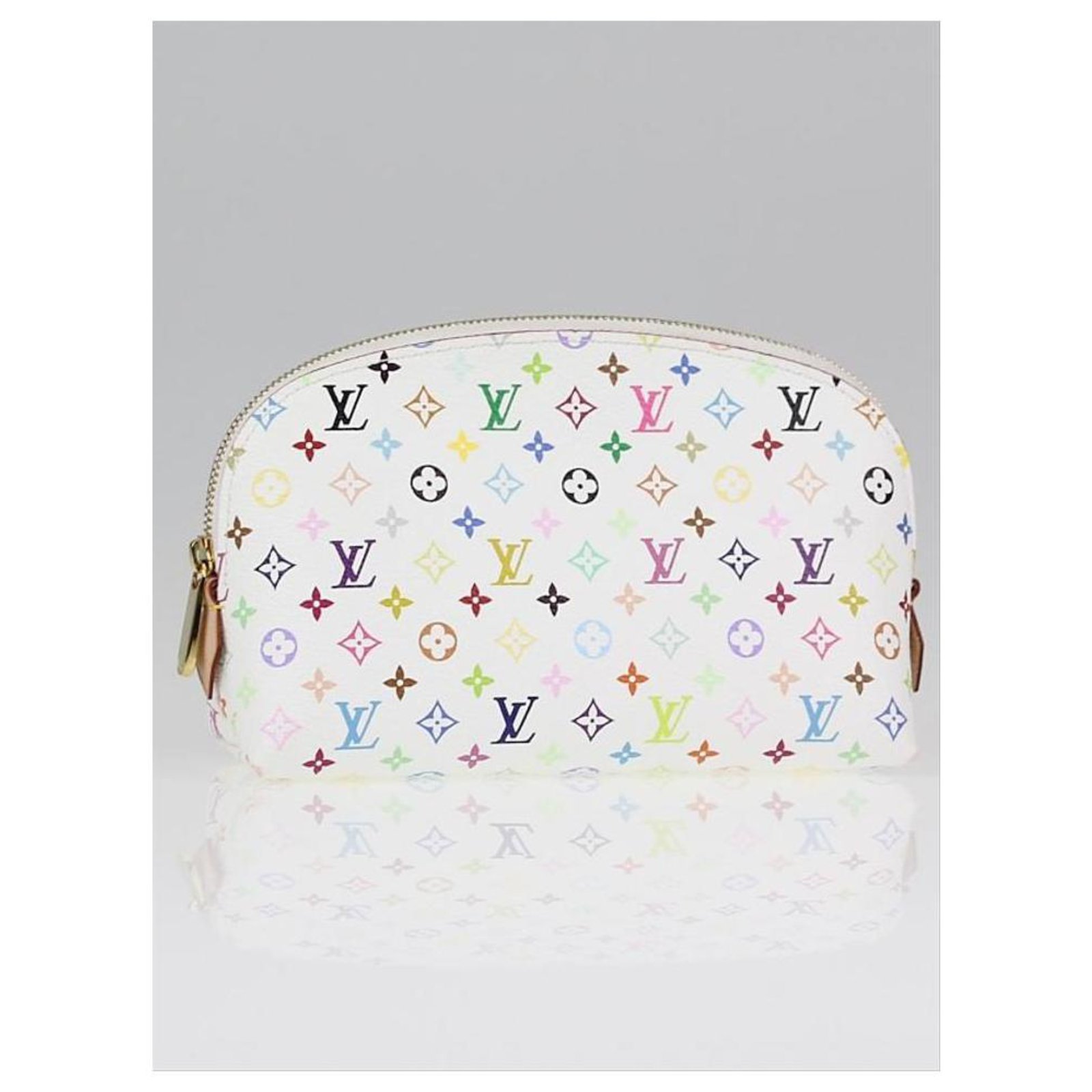 LOUIS VUITTON Monogram Multicolor Cosmetic Pouch White Litchi