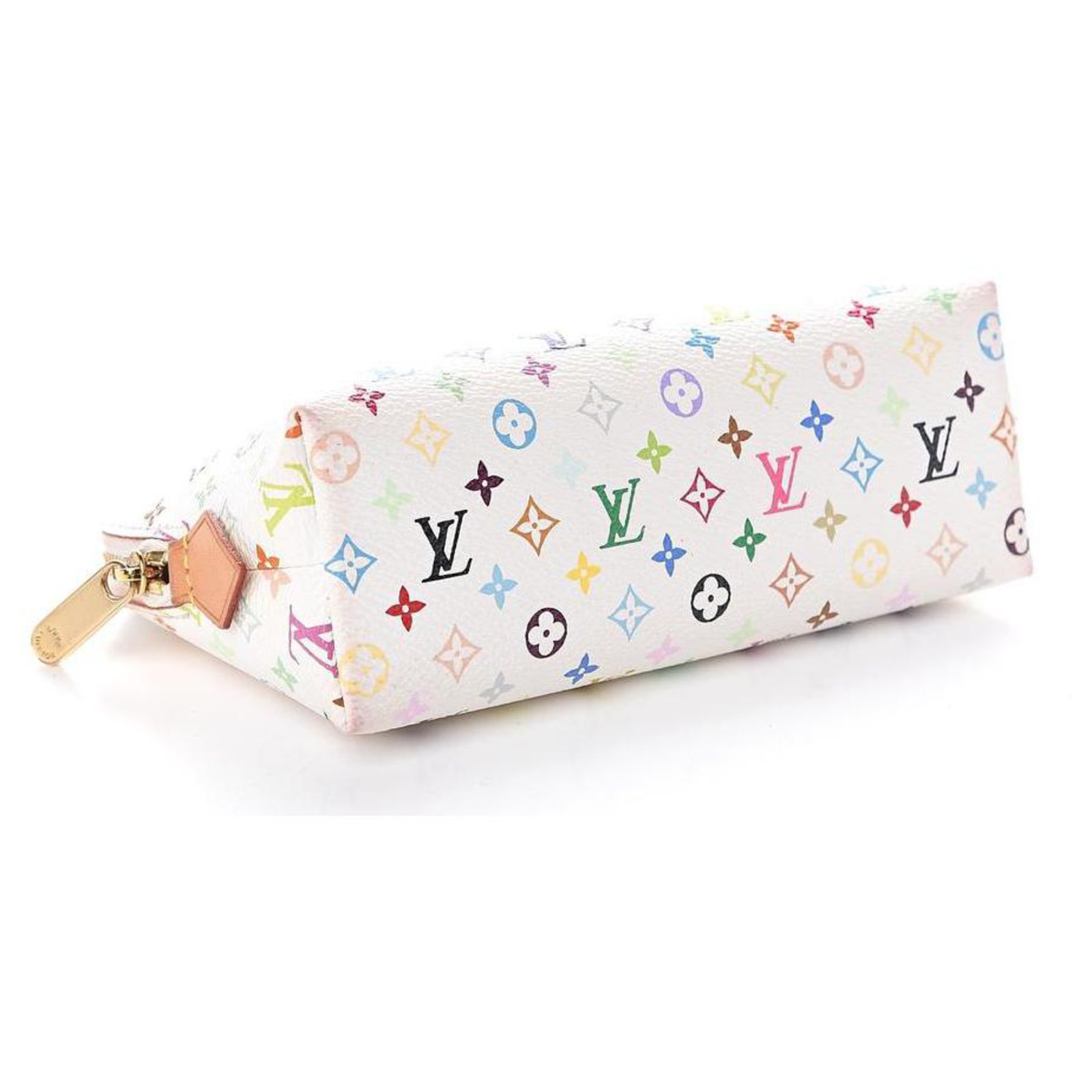 Monogram Multicolor White Cosmetic Pouch Make Up Demi Ronde Toiletry