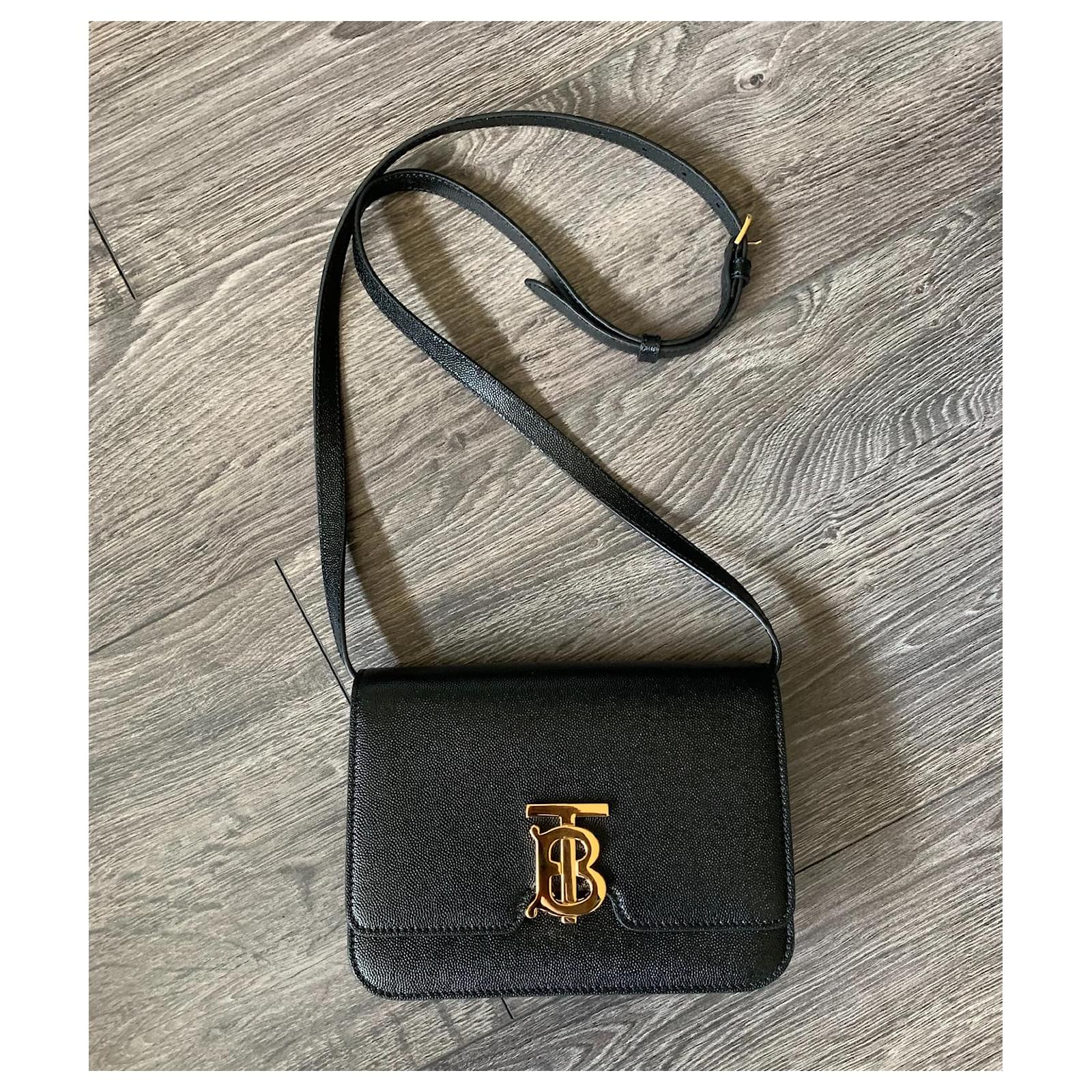 Burberry Belted Leather TB Bag Black in Calfskin with Gold-tone - US