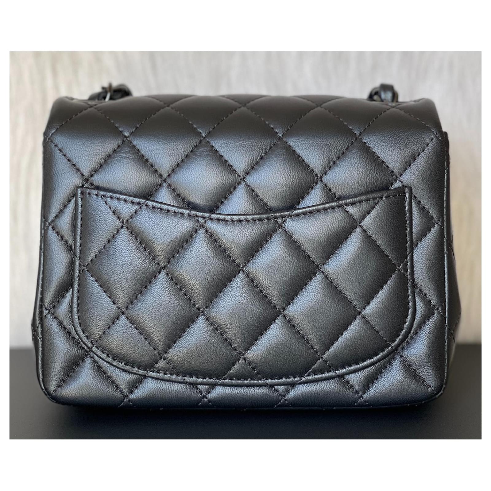 Timeless Chanel Classic Quilted So Black Lambskin Square Mini Flap