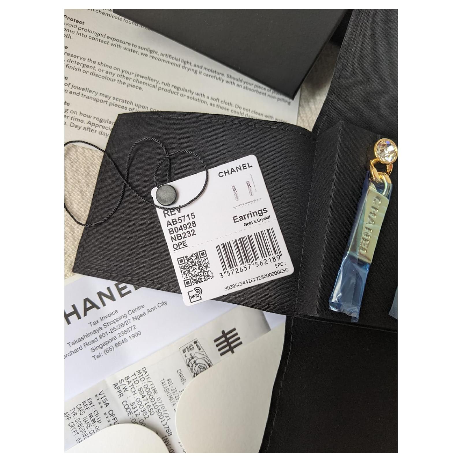 Chanel L21V Tag Gold Hardware Crystal earrings Metal ref.333850 - Joli  Closet