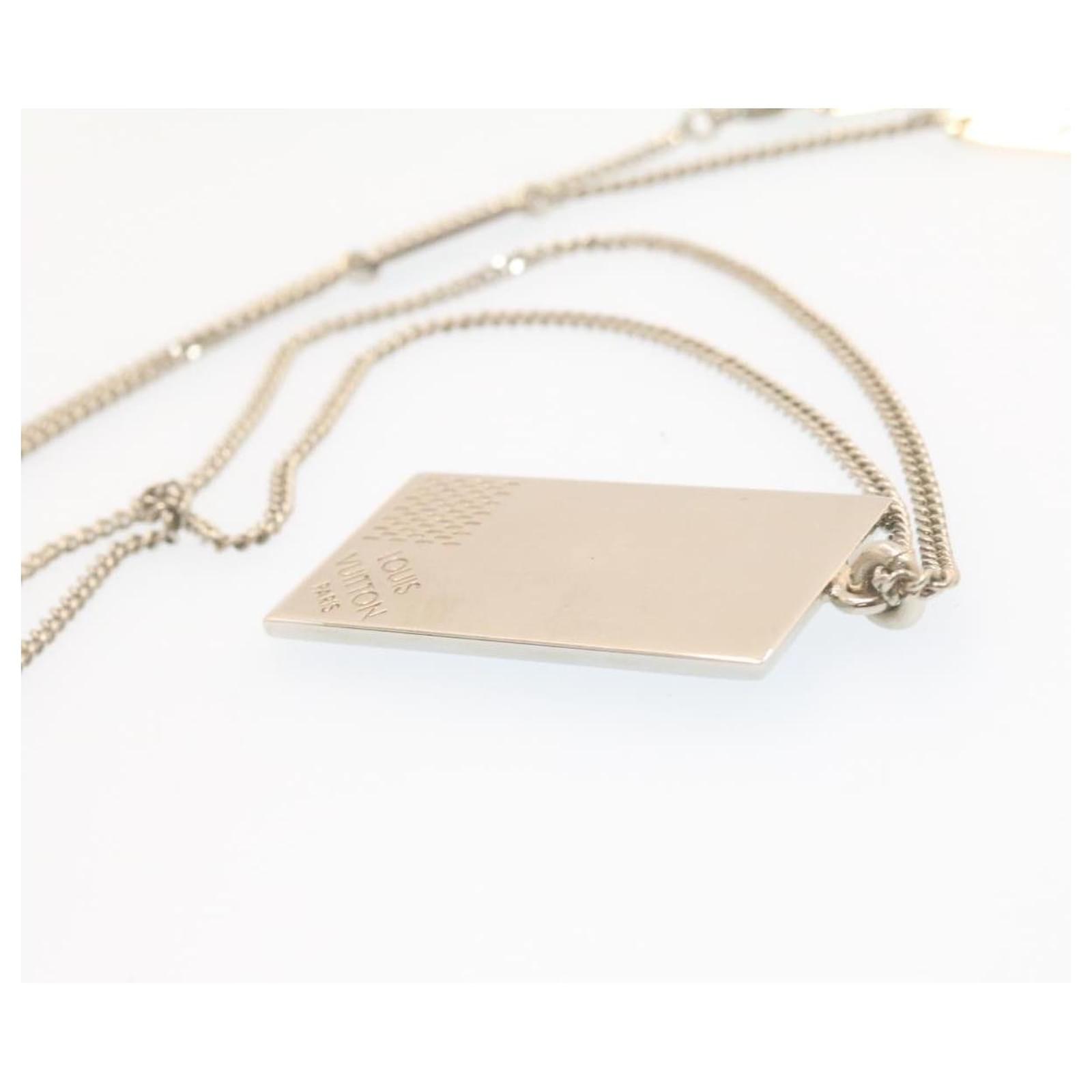 Louis Vuitton LV Collier Plaque Damier Tag Pendant Necklace