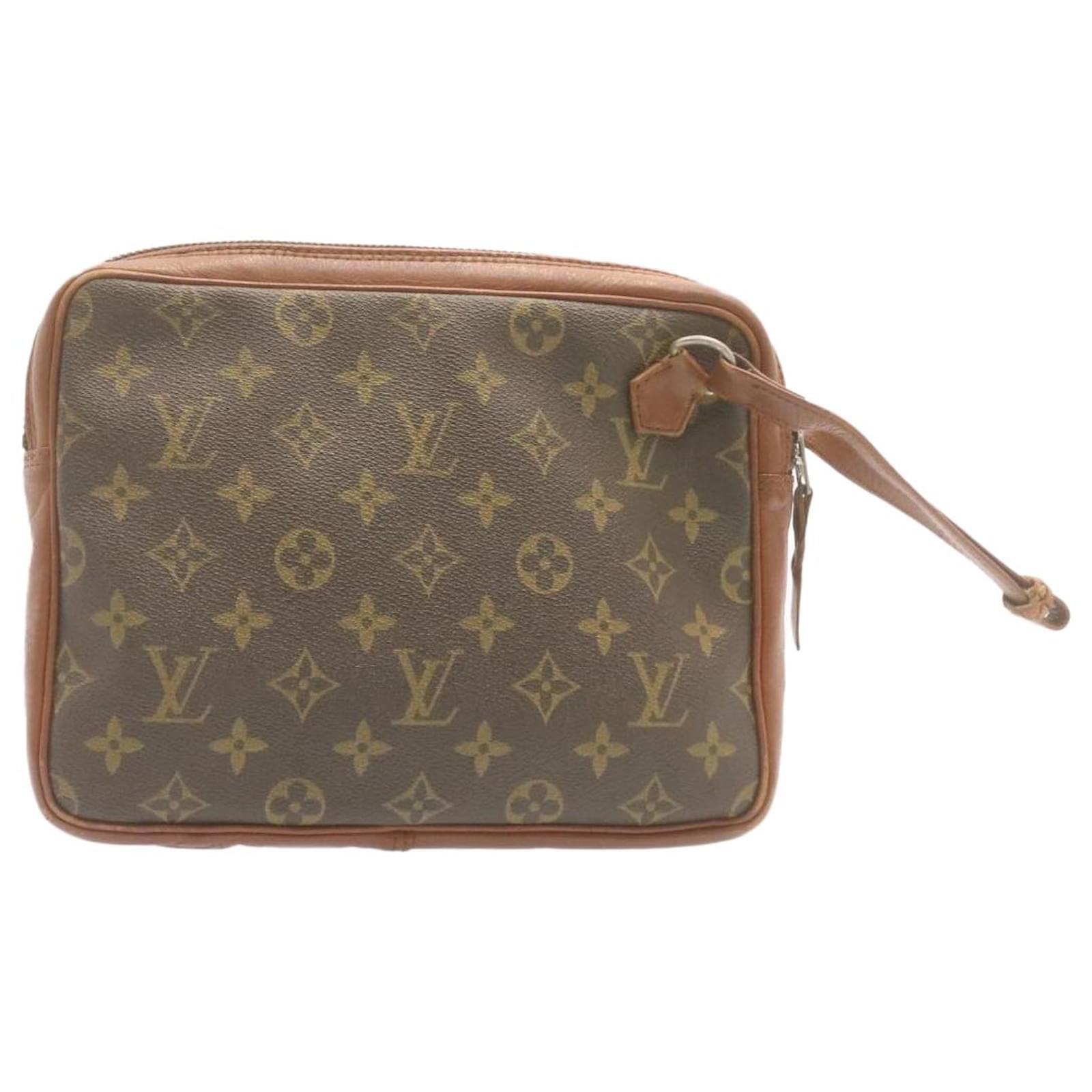 Auth Louis Vuitton Monogram Pochette Sport Clutch Hand Bag Old