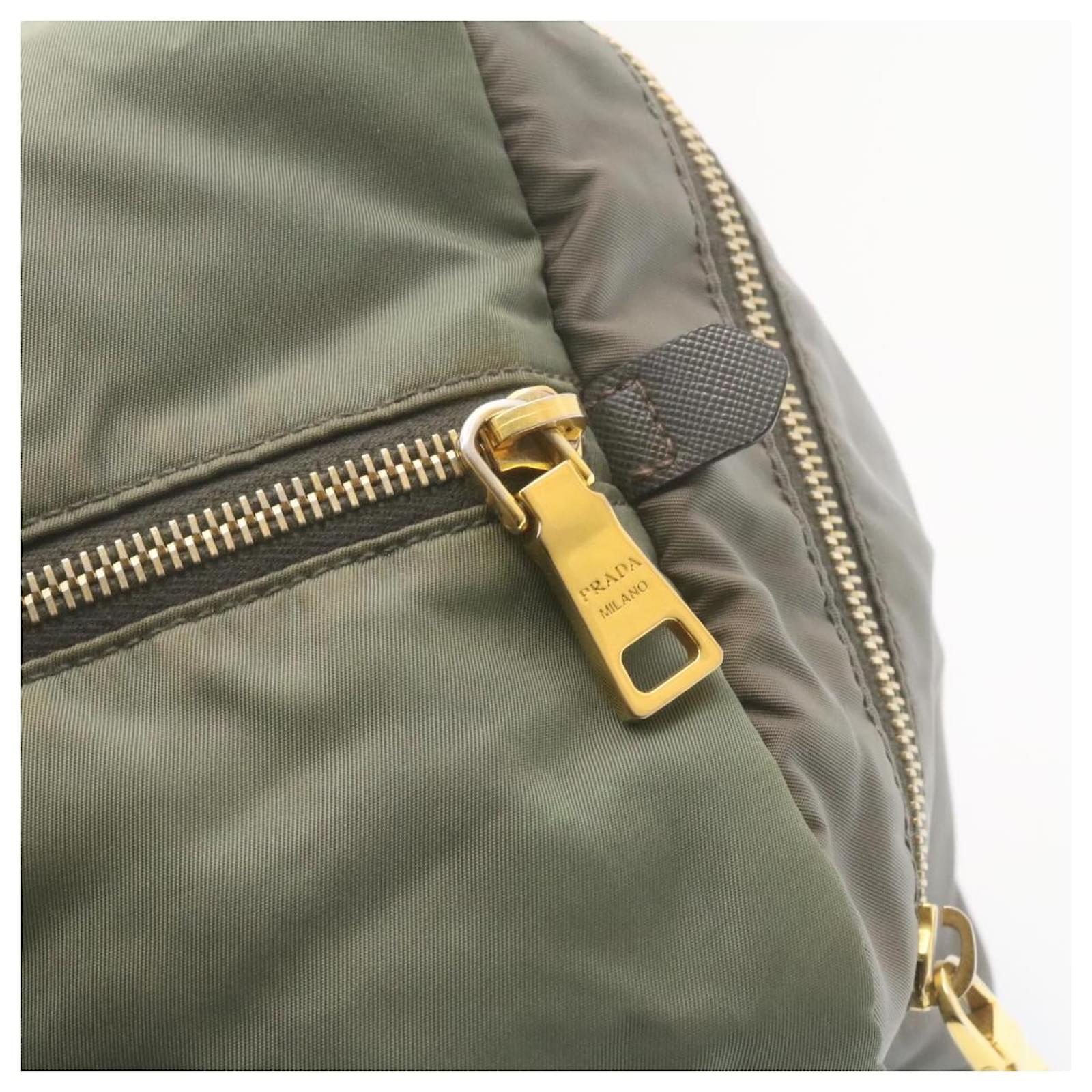 PRADA Nylon Mini Boston Hand Bag Khaki Auth ar4128 Cloth ref