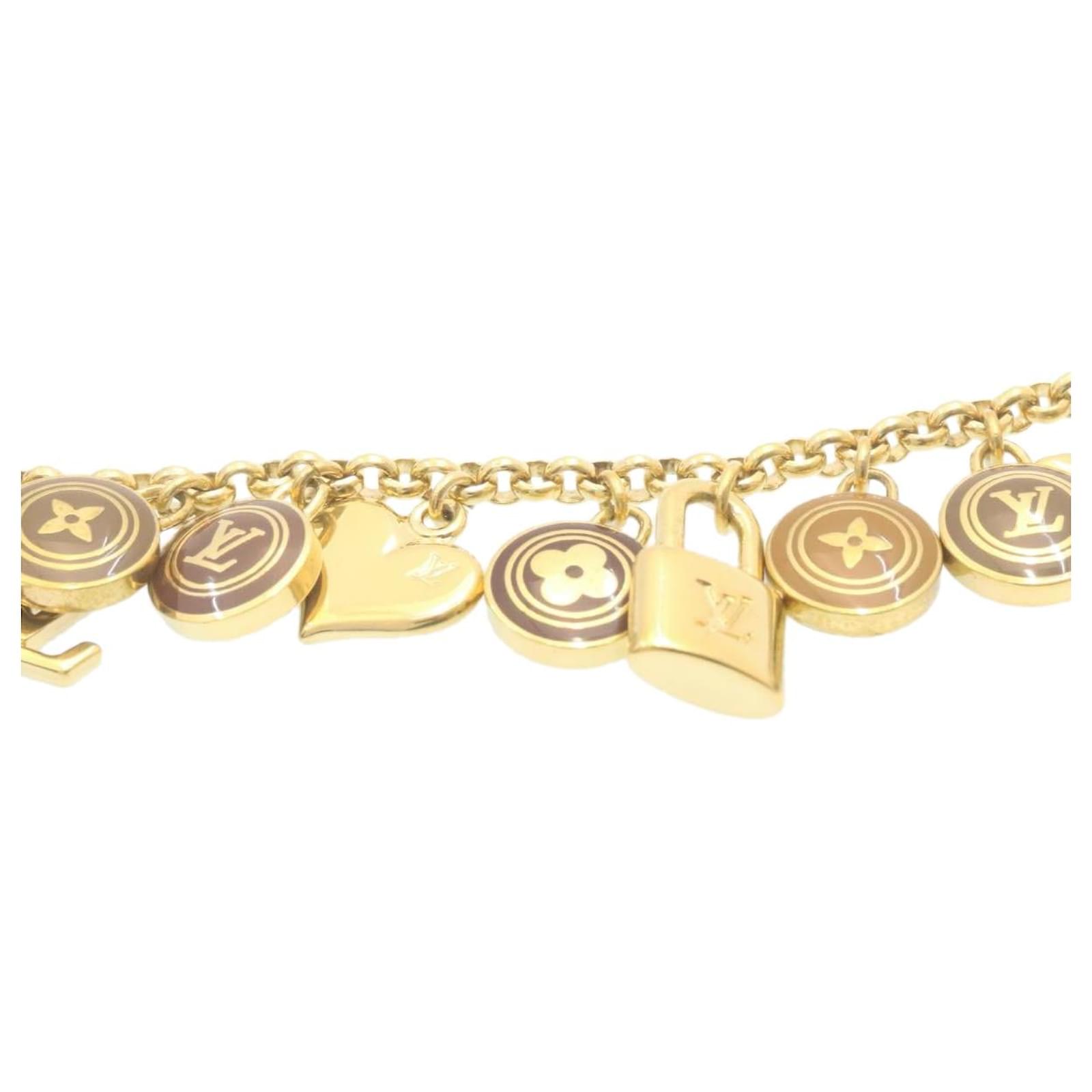 LOUIS VUITTON Porte Cles Chainne Pastilles Charm Gold Brown M65386