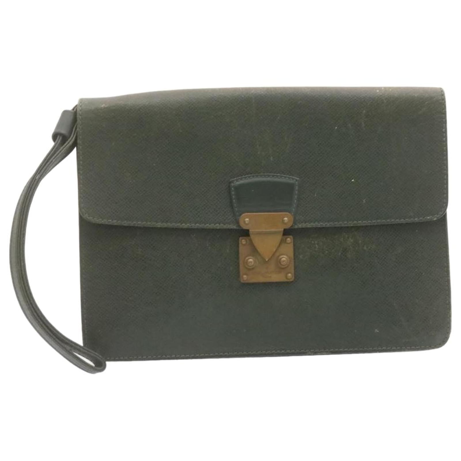 Louis Vuitton, Bags, Louis Vuitton Pochette Clutch Bag Green Taiga  Leather