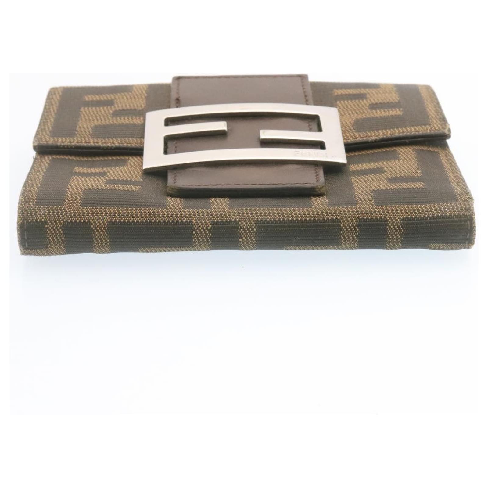 FENDI Zucca Canvas Long Wallet Black Brown Auth 50815 ref.1030599 - Joli  Closet