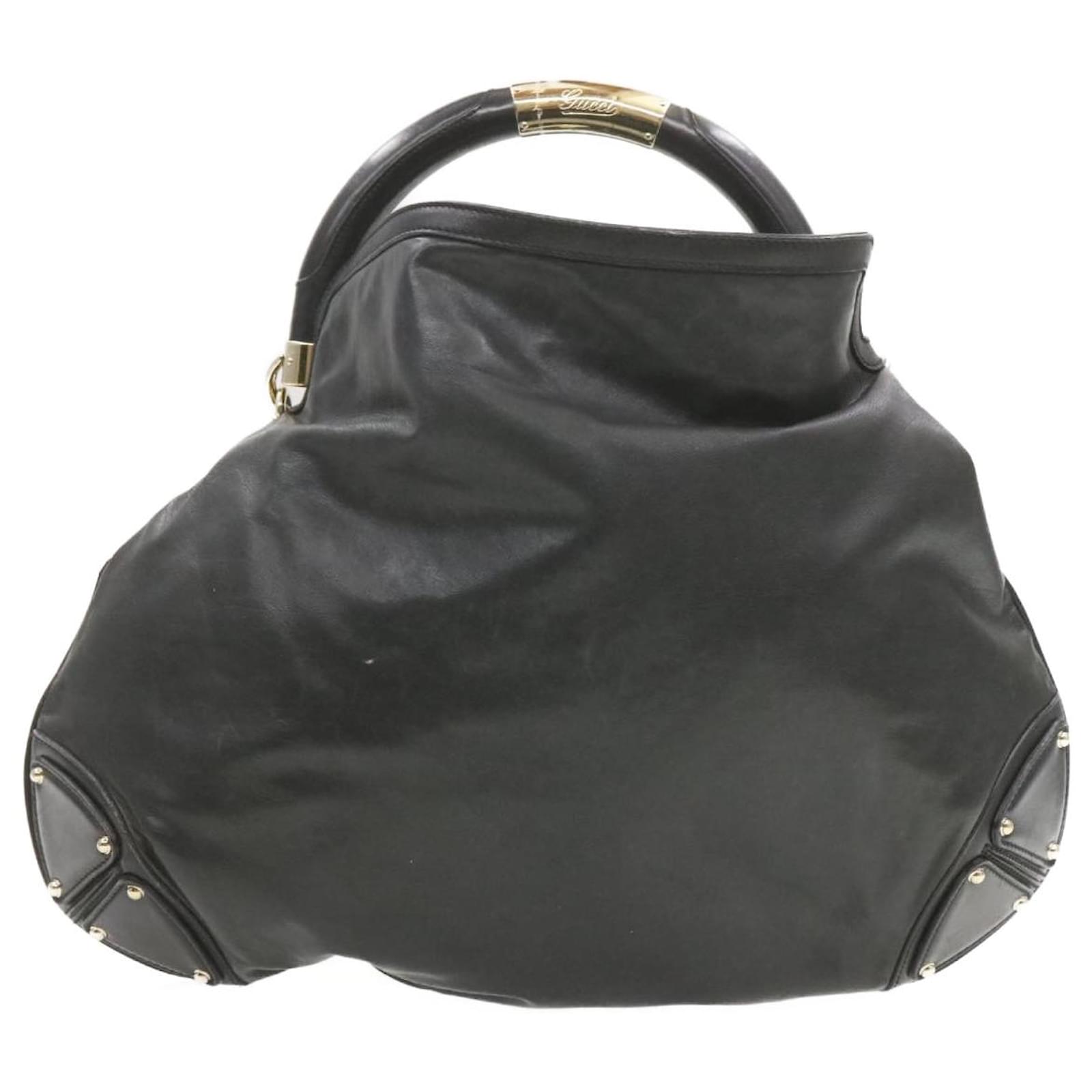 Gucci Bamboo tassel 2Way Shoulder Bag Fringe Black Leather