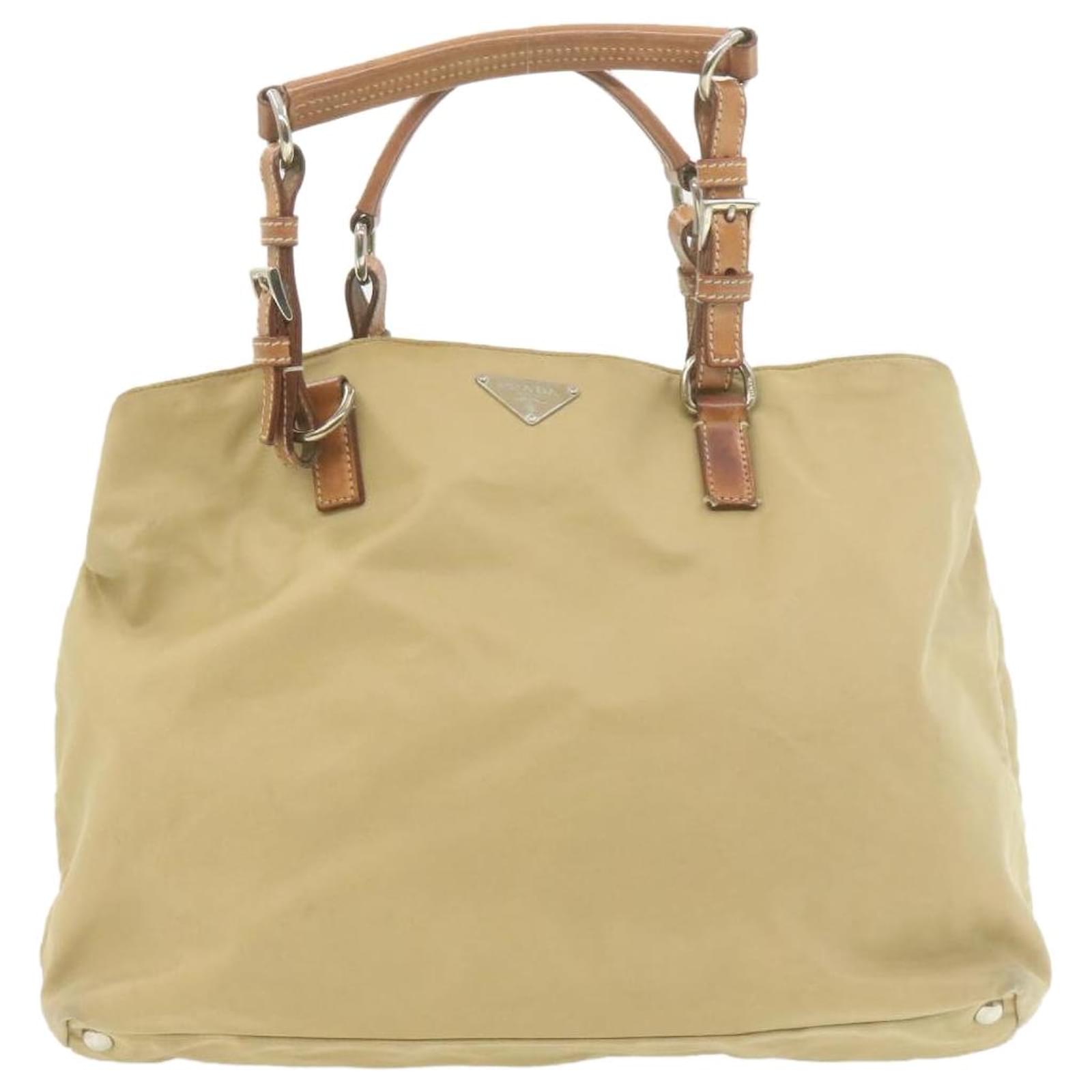 PRADA Nylon Tote Bag Beige Auth 20912 Cloth ref.336411 - Joli Closet