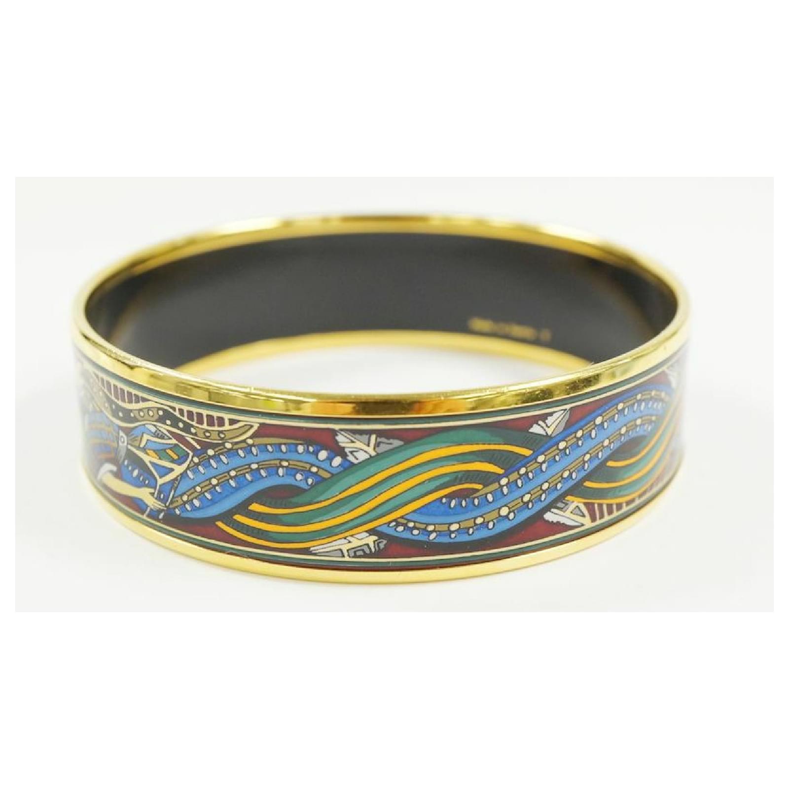 Hermès HERMES Hedy GM dragon person GP cloisonne Womens bangle deep red ...