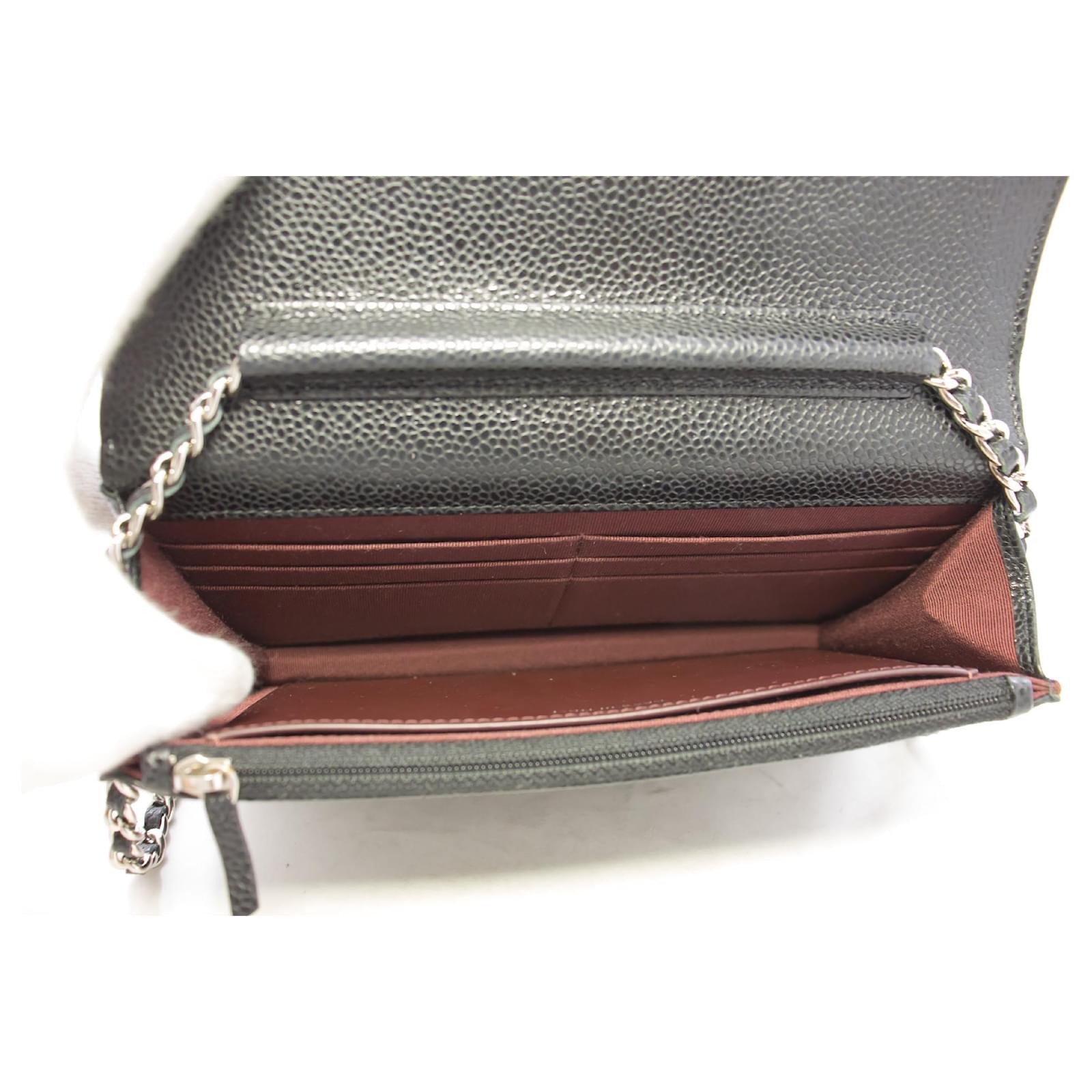 CHANEL Caviar Wallet On Chain WOC Black Shoulder Bag Crossbody Leather ...