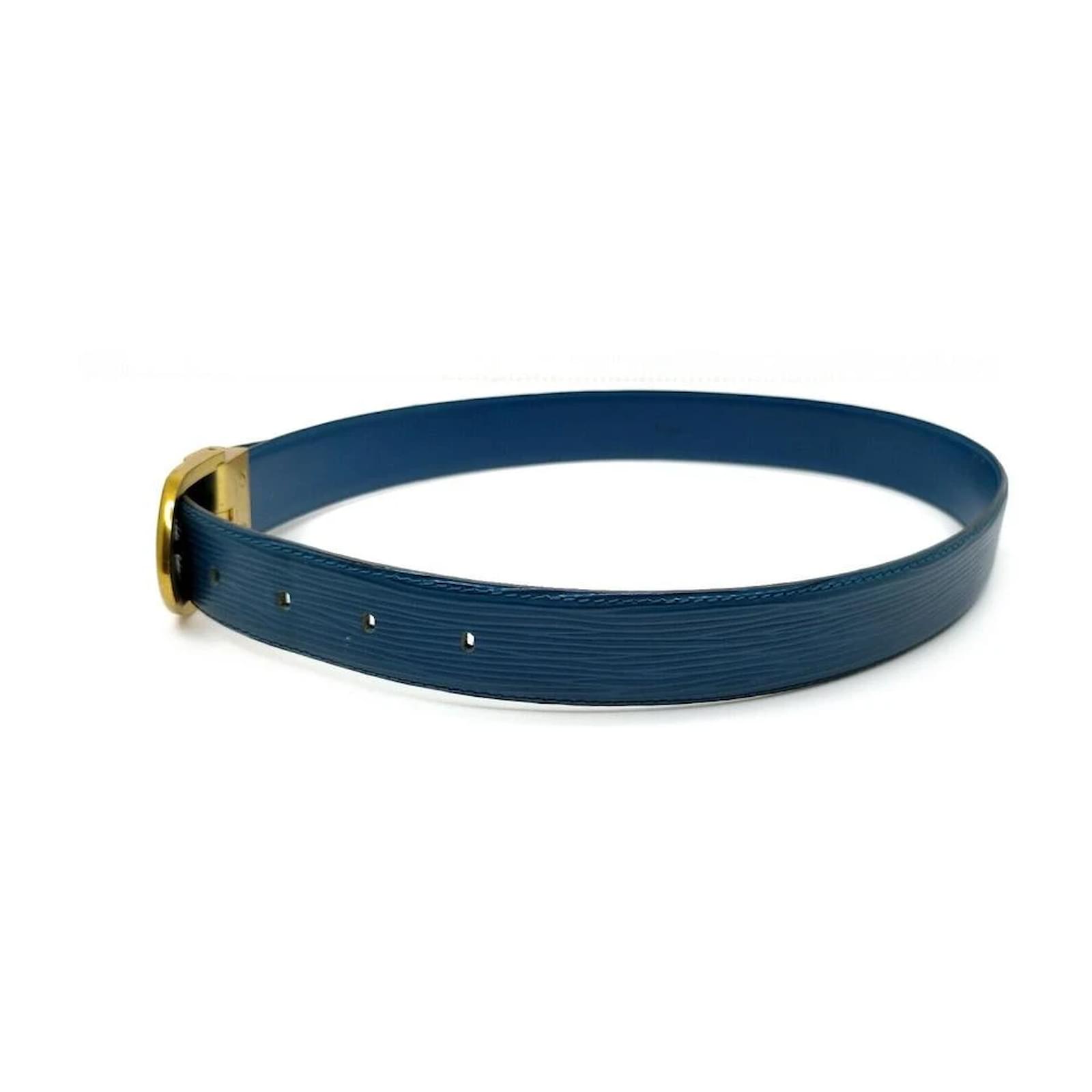 Louis Vuitton Blue Epi Leather Ceinture Belt White gold Metal ref.337707 -  Joli Closet