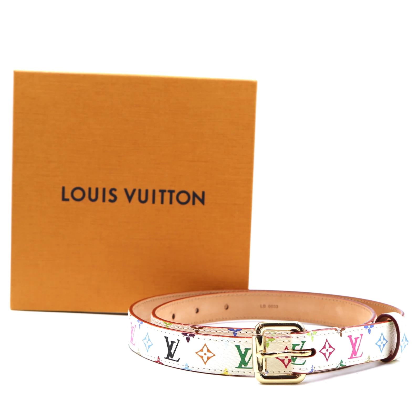 Louis Vuitton 80/32 White Monogram Multicolor Ceinture Carre Belt Rare  Limited