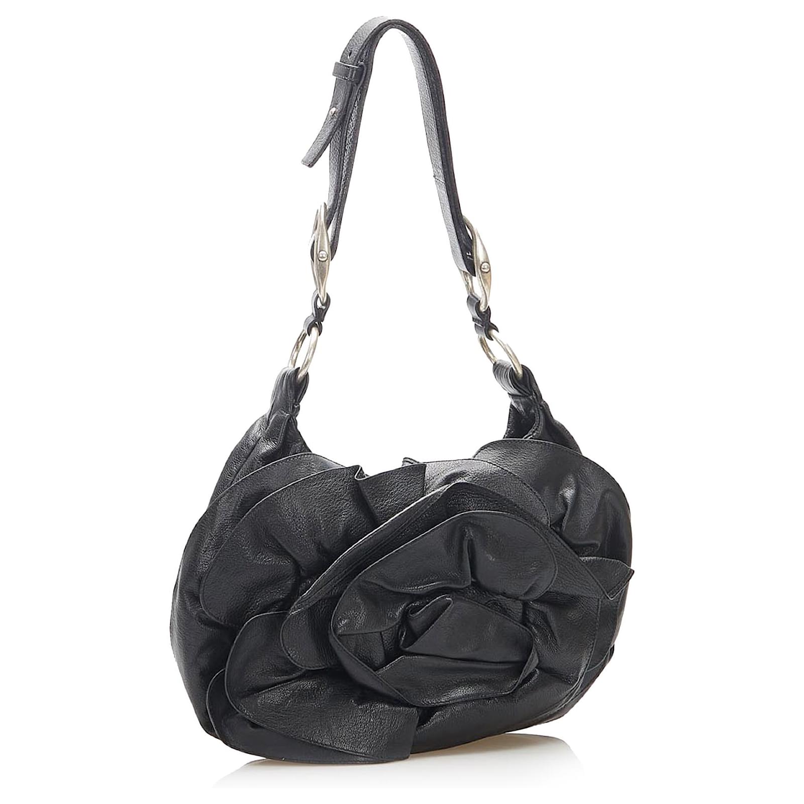 Yves Saint Laurent YSL Black Nadia Leather Shoulder Bag Pony