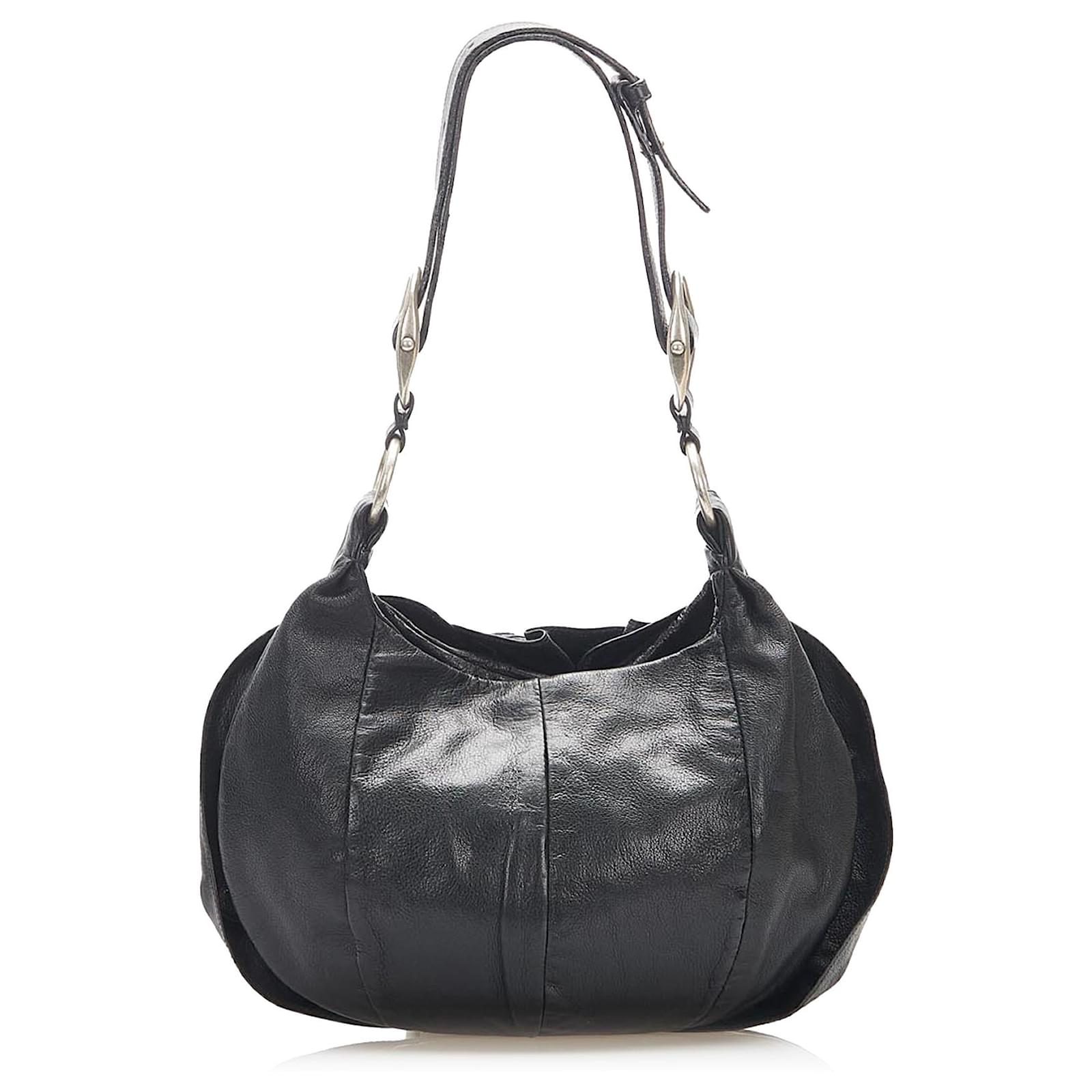 バッグ Yves Saint Laurent Naja Leather Shoulder Yves Saint Laurent YSL Black Nadia Leather Shoulder Bag Pony-style