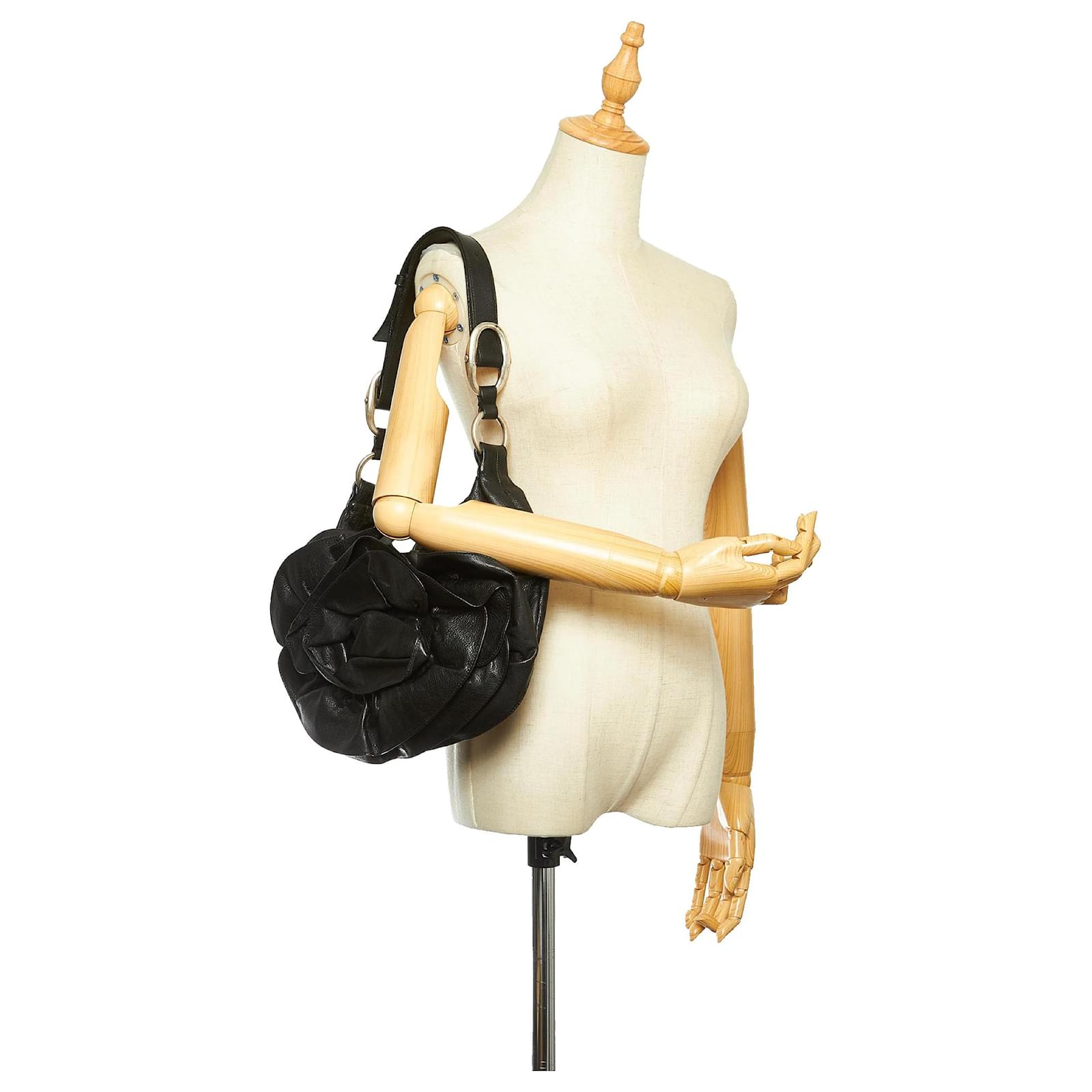 Yves Saint Laurent YSL Black Nadia Leather Shoulder Bag Pony-style