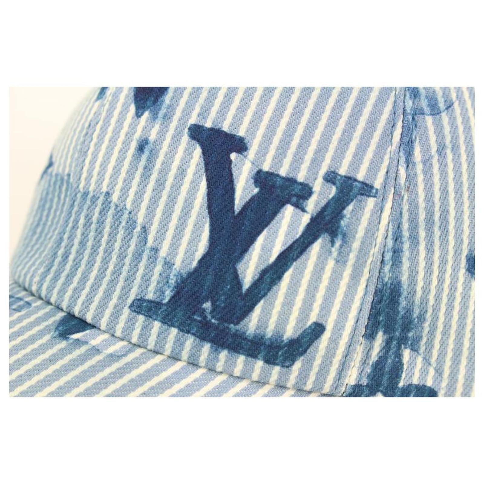Louis Vuitton Limited edition1854 LV Baseball Cap Blue Beige Leather Silk  Cotton Polyester ref.765697 - Joli Closet