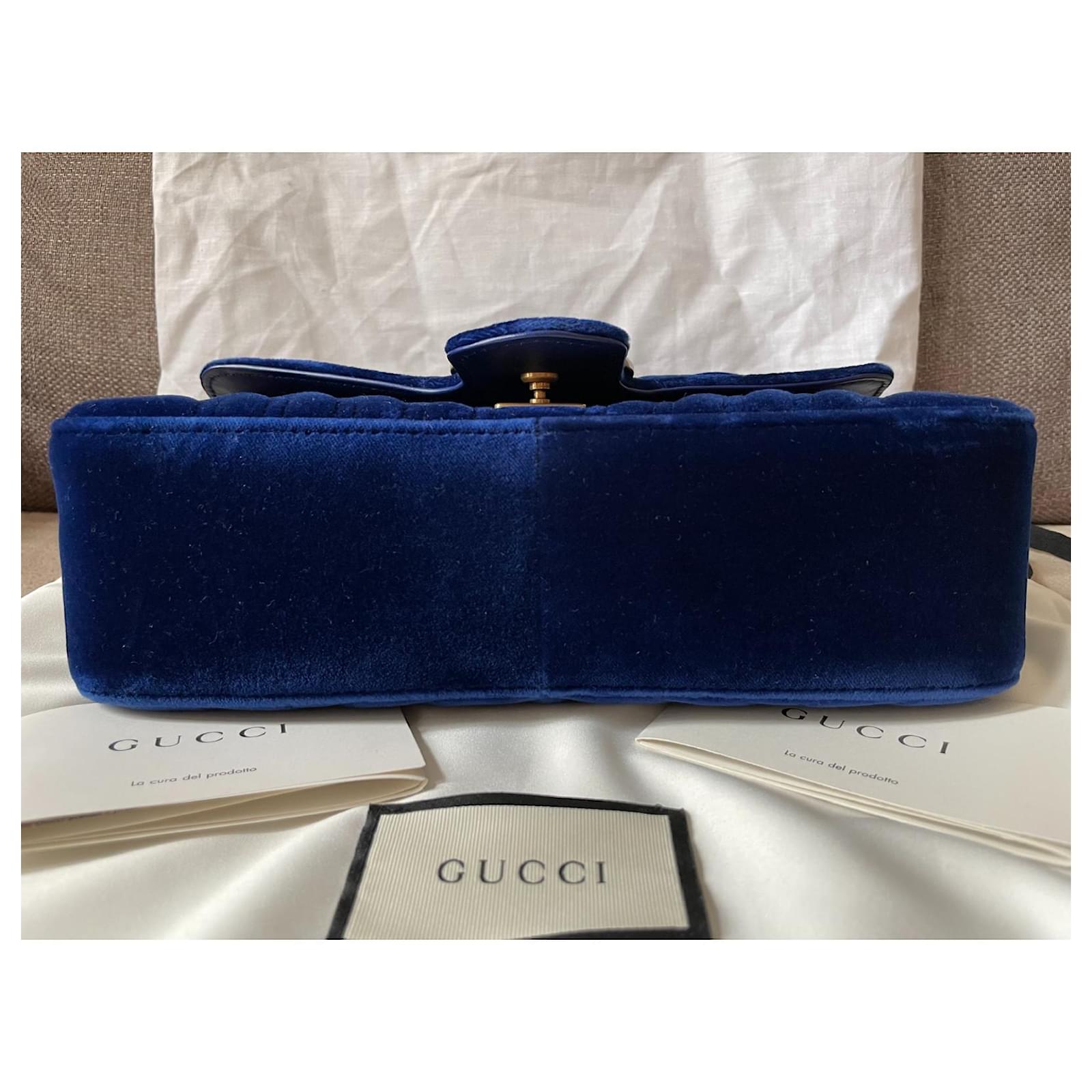 Sac photo Gucci Marmont Velours Bleu ref.181822 - Joli Closet