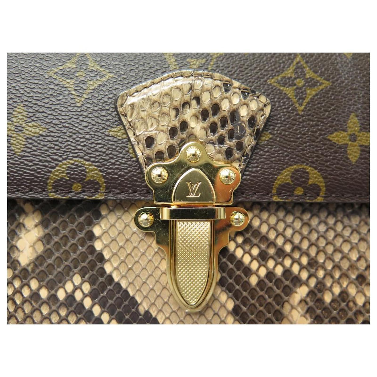 Louis Vuitton Victoire Handbag Monogram Canvas and Python at