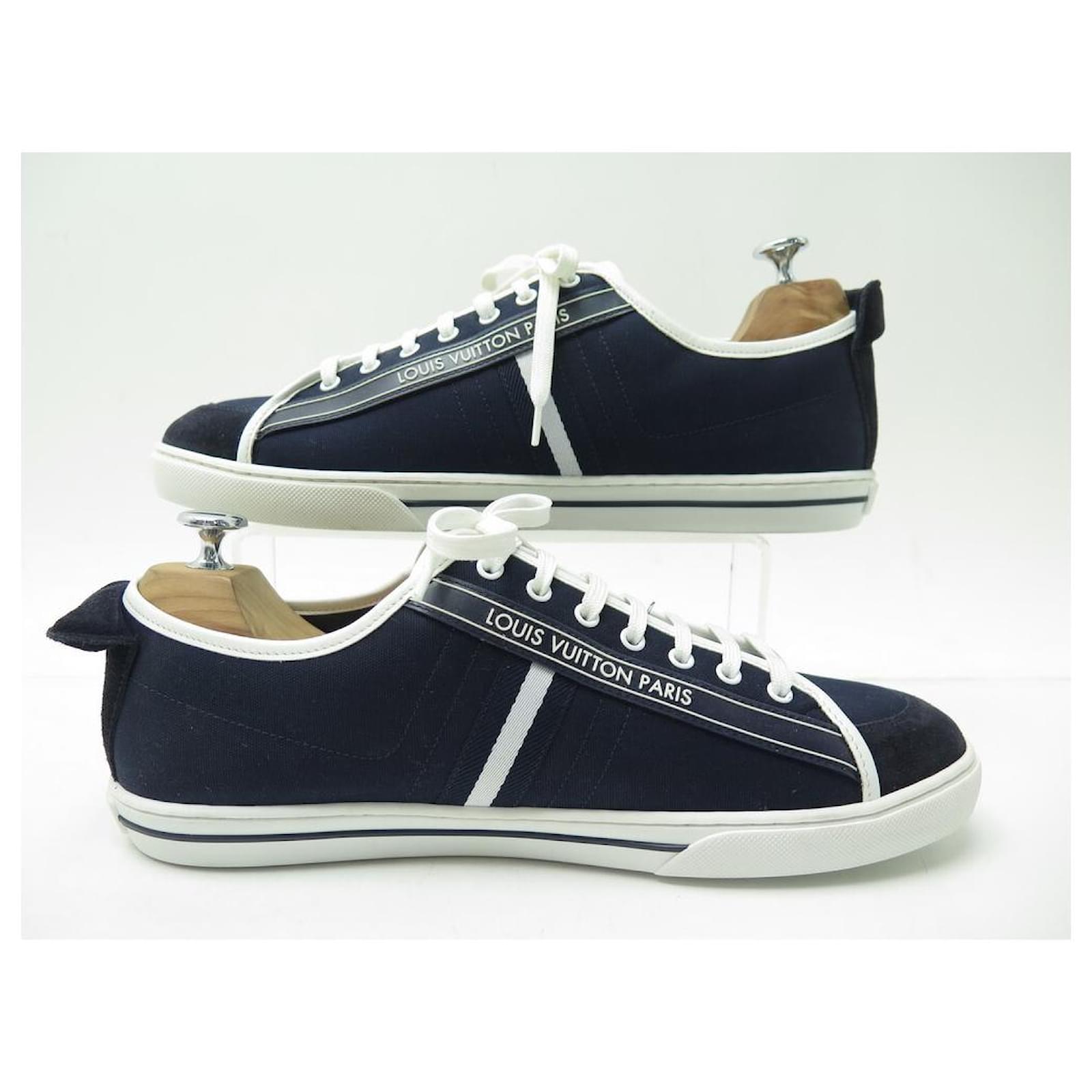 NEW LOUIS VUITTON sneakers SHOES 43 9 NAVY BLUE CANVAS SNEAKERS