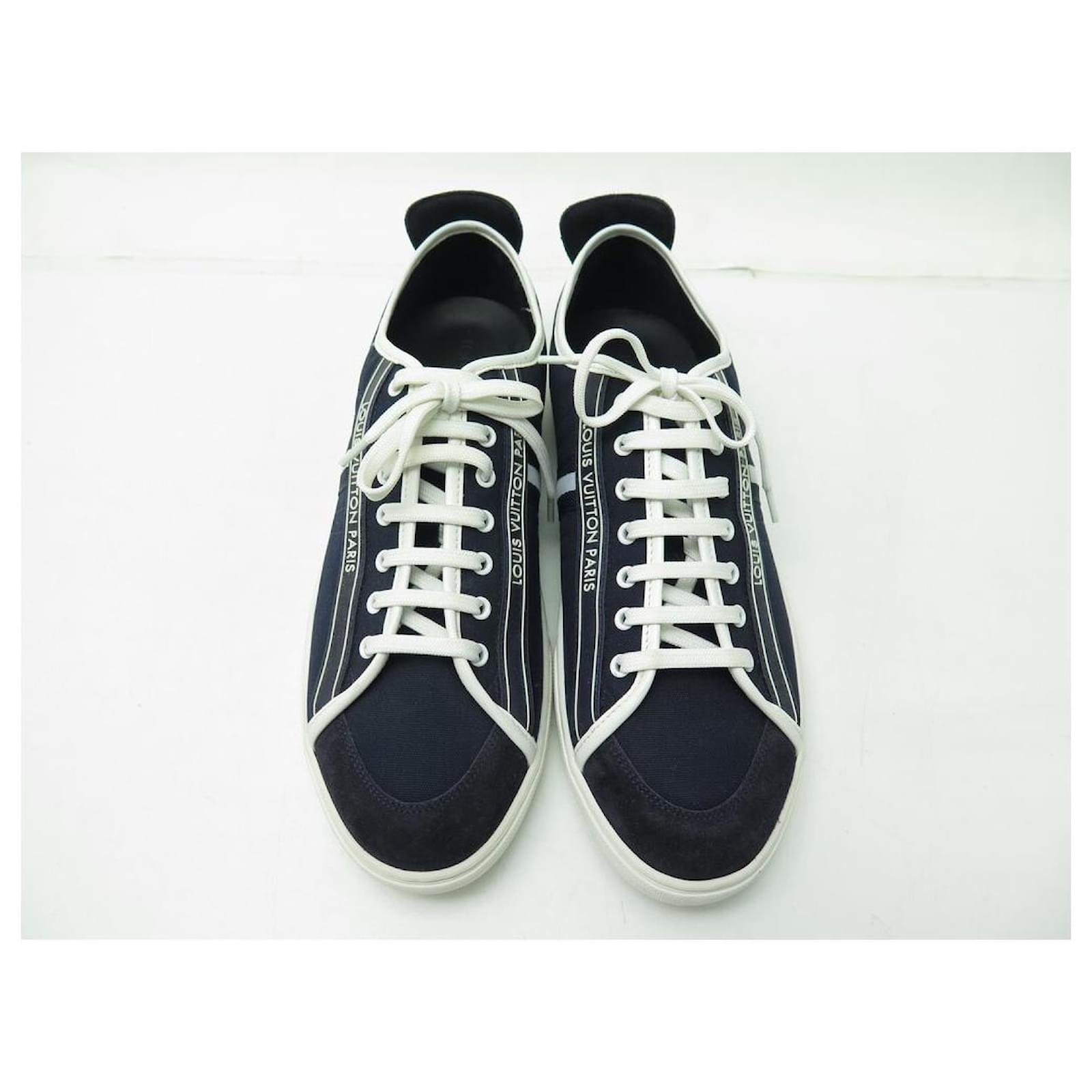 NEW LOUIS VUITTON sneakers SHOES 43 9 NAVY BLUE CANVAS SNEAKERS
