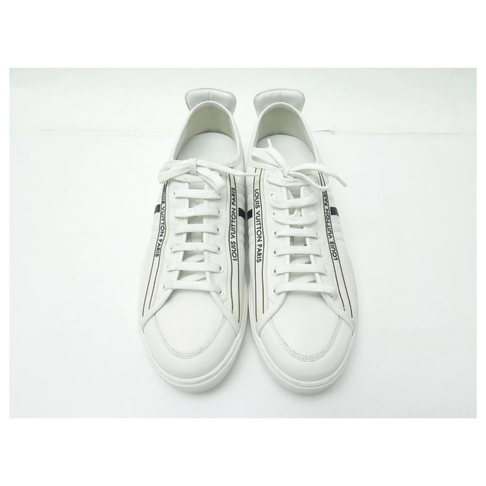 LOUIS VUITTON sneakers SHOES 9 43 IN WHITE LEATHER + BOX SNEAKERS