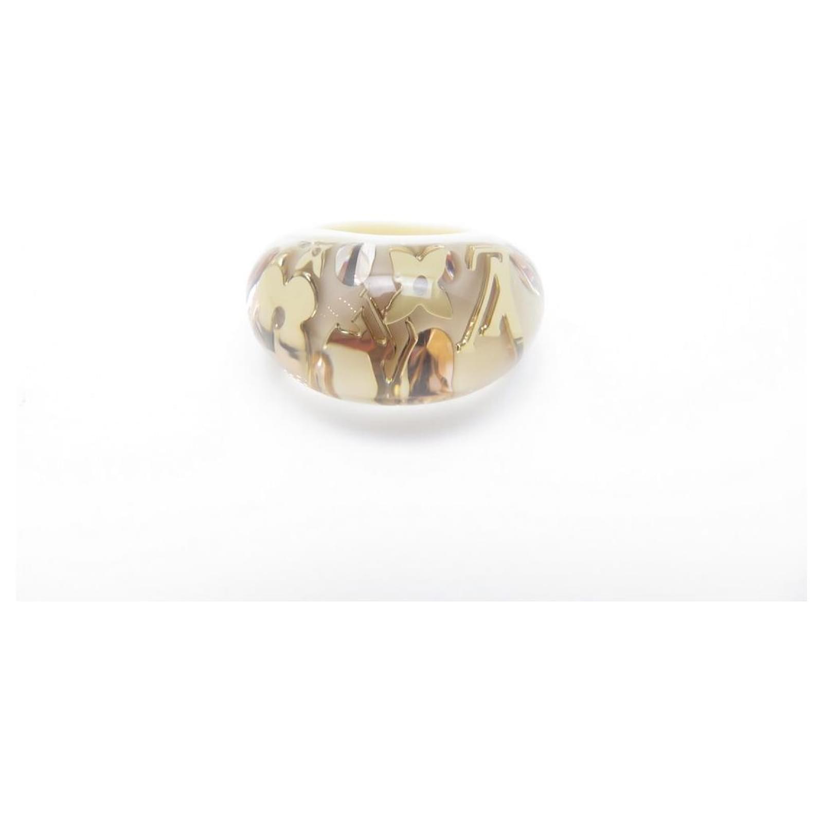 NEW LOUIS VUITTON RING INCLUSION MONOGRAM 50 NEW RING BEIGE RESIN  ref.341002 - Joli Closet