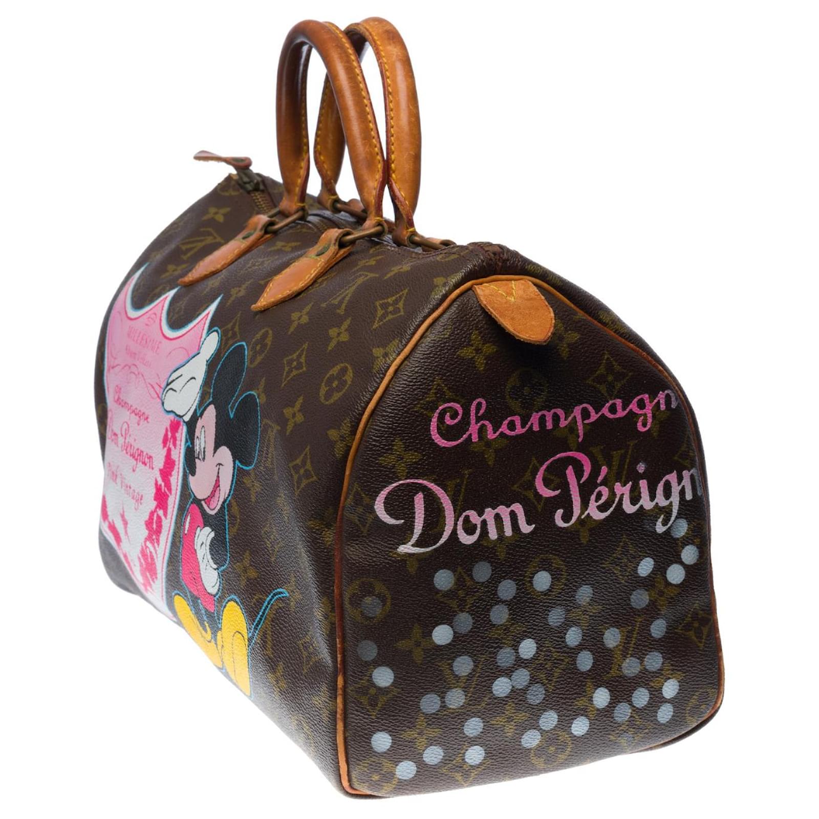 Customized Louis Vuitton Speedy 35 Mickey loves Champagne  handbag