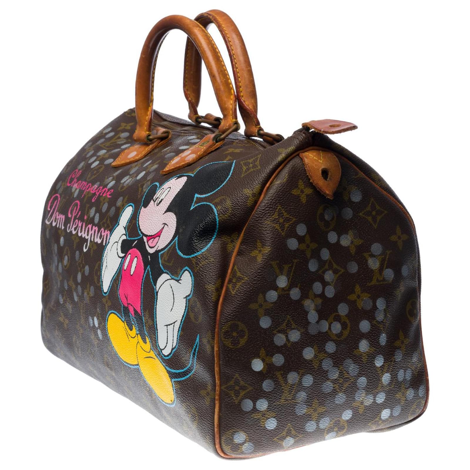 Louis Vuitton Speedy Handbag 35 in custom Monogram canvas Mickey