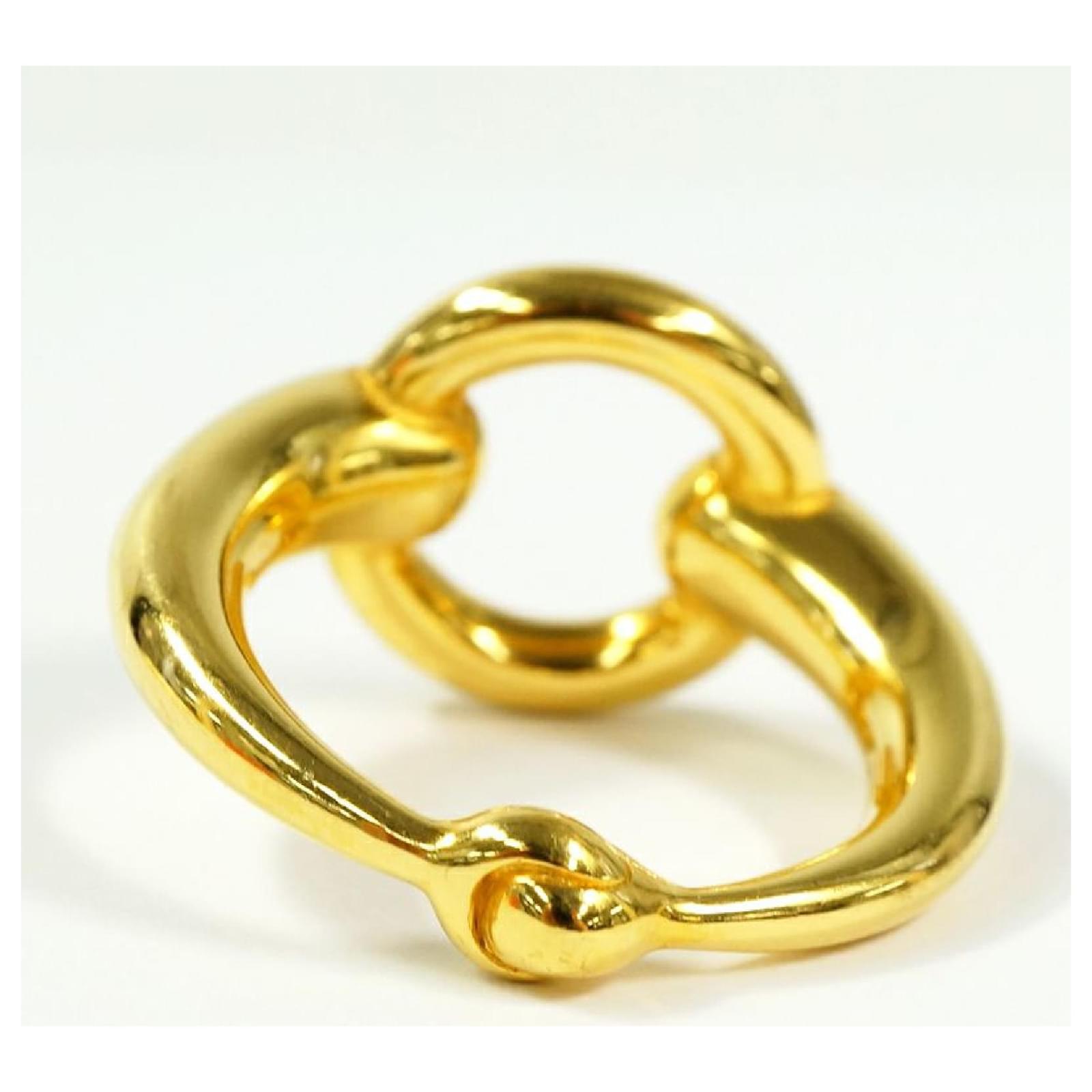 Hermes Hermes Horsebit Motif Gold Plated Brass Scarf Ring