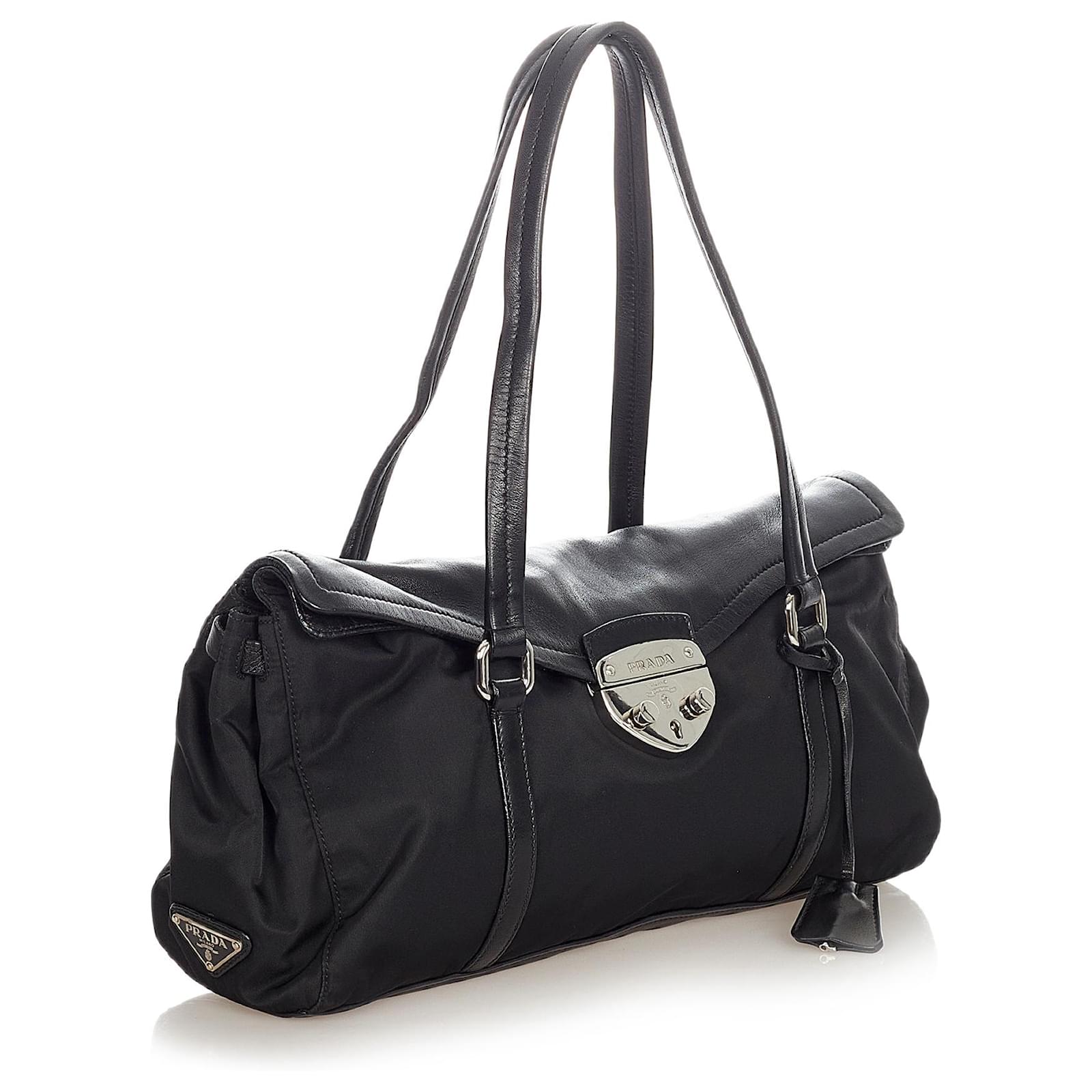 ビンテージ PRADA  TESSUTO EASY  バッグ Prada Black Tessuto Easy Shoulder Bag Leather Pony-style