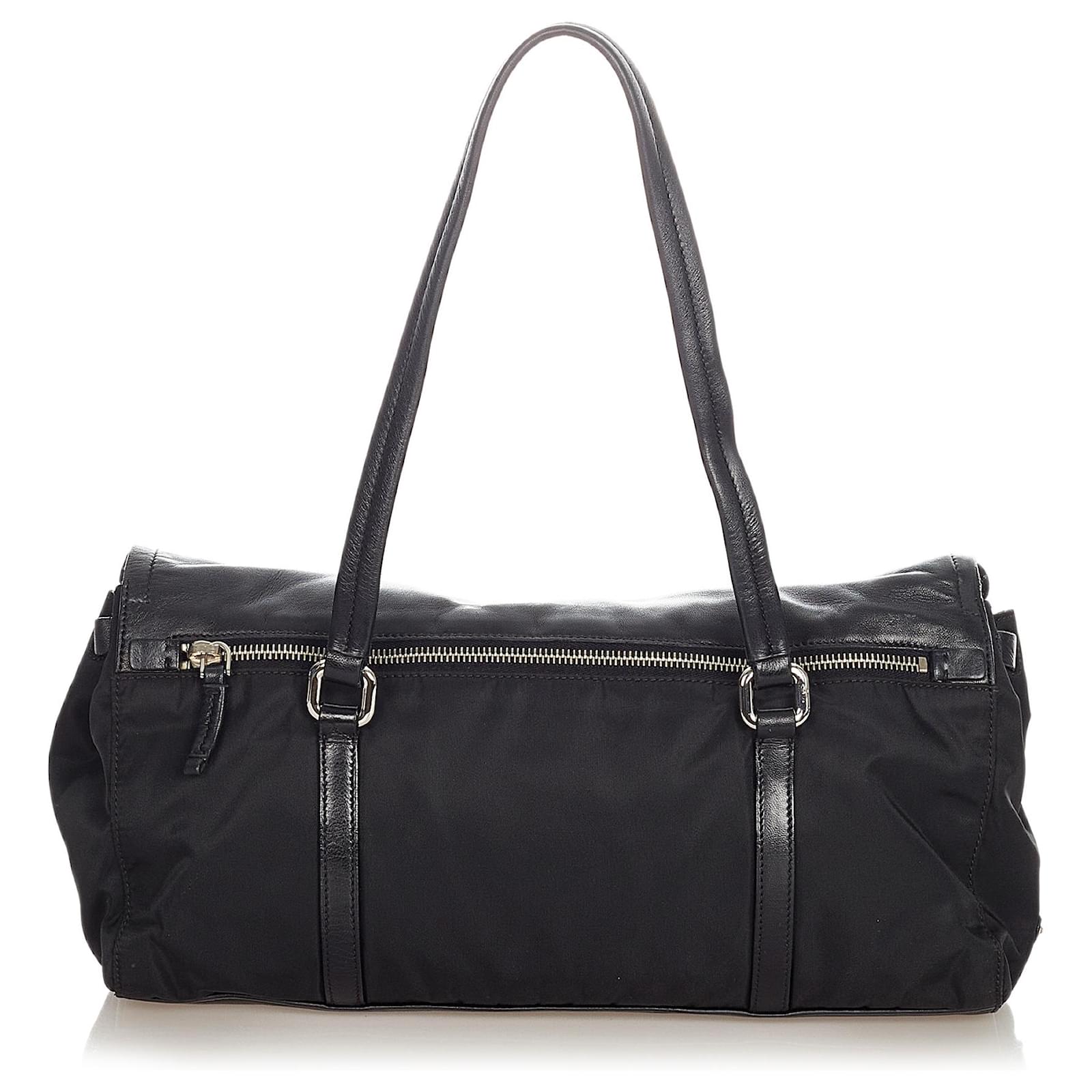 ビンテージ PRADA  TESSUTO EASY  バッグ Prada Black Tessuto Easy Shoulder Bag Leather Pony-style