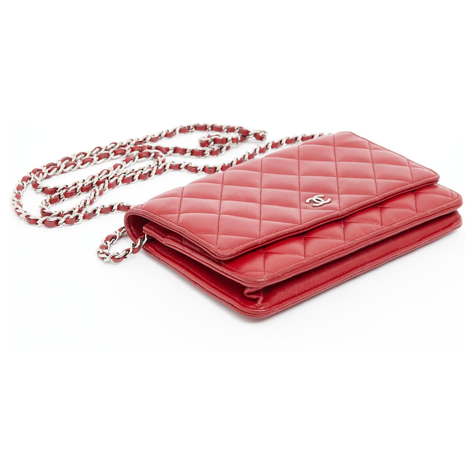 Chanel WALLET ON CHAIN WOC RED 2010/2011 Silver hardware Leather ref.342624  - Joli Closet