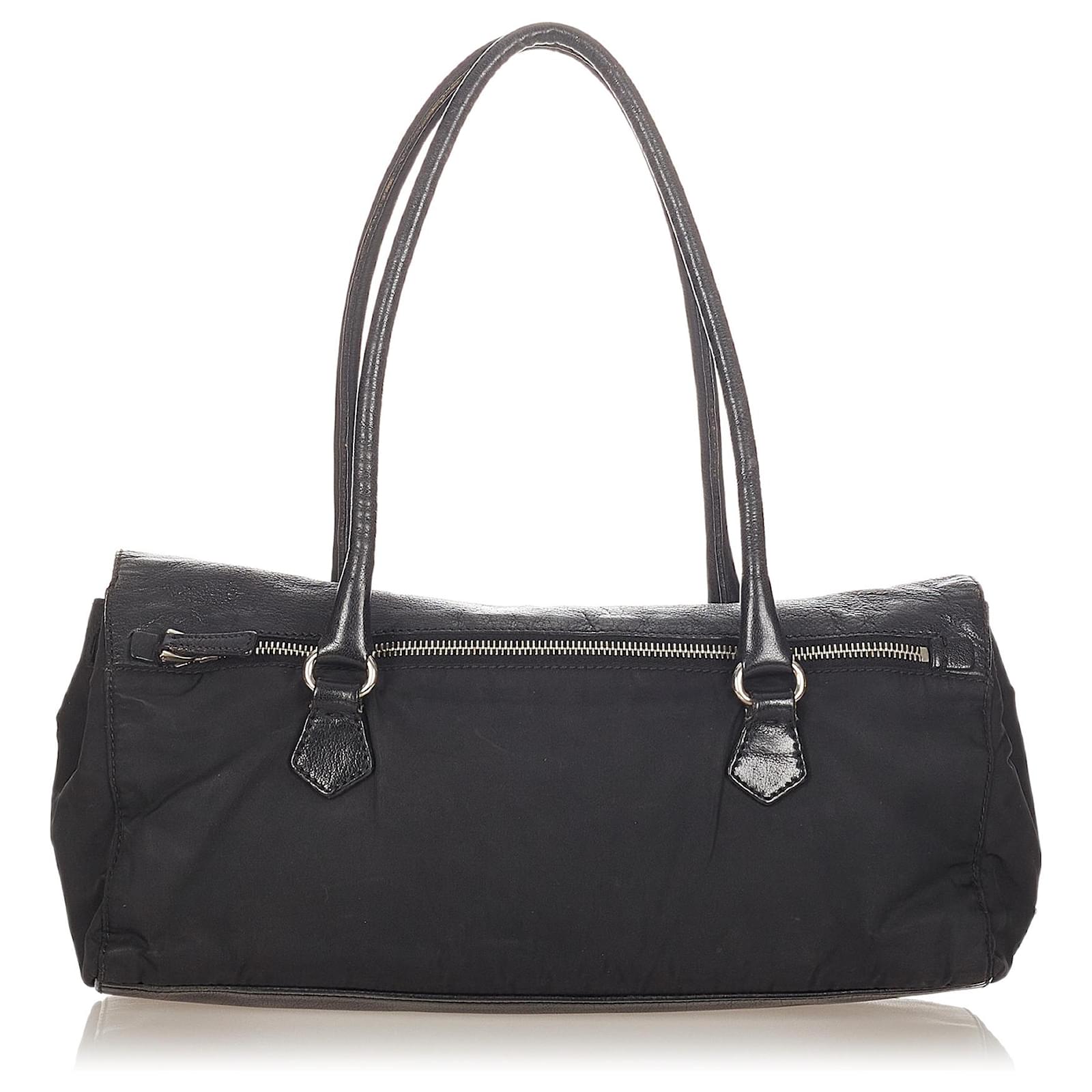Prada Black Tessuto Easy Shoulder Bag Leather Pony-style