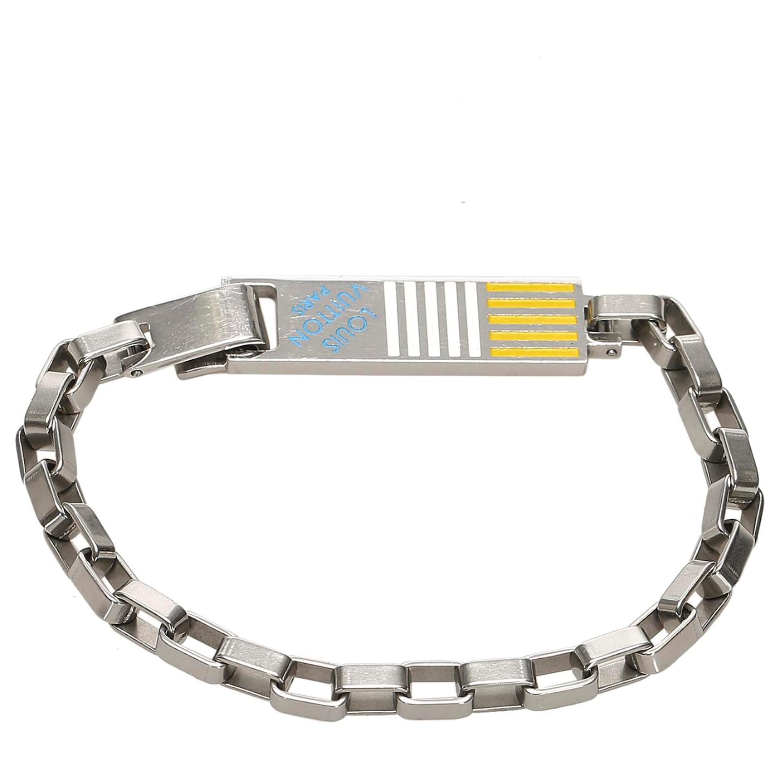 Louis Vuitton Silver Tone Damier Metal Chain Bracelet 596lvs315 –  Bagriculture