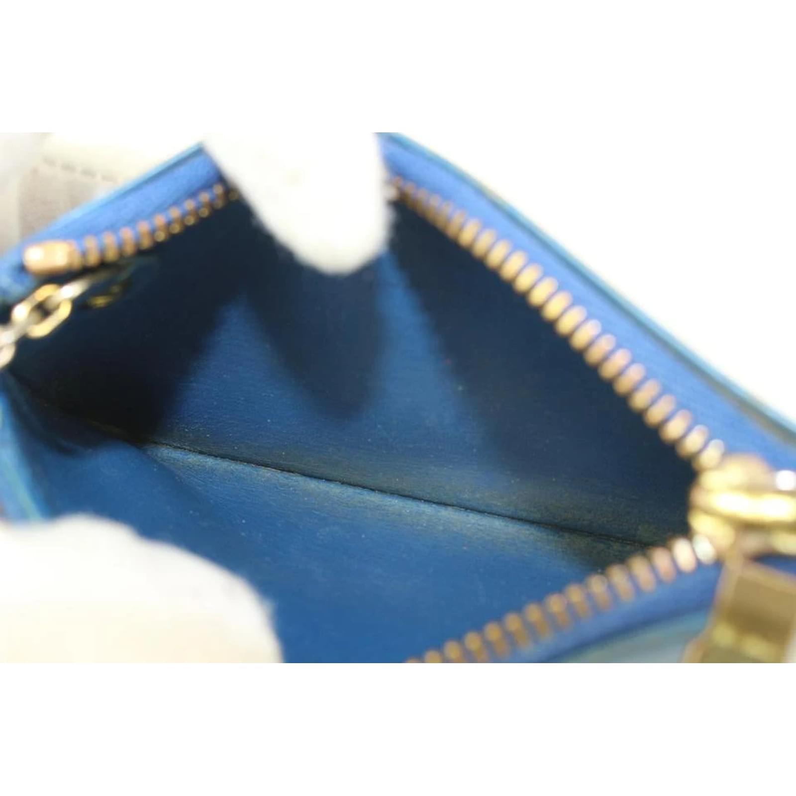 Louis Vuitton Blue Epi Leather Key Pouch Pochette Cles Keychain 130lv729