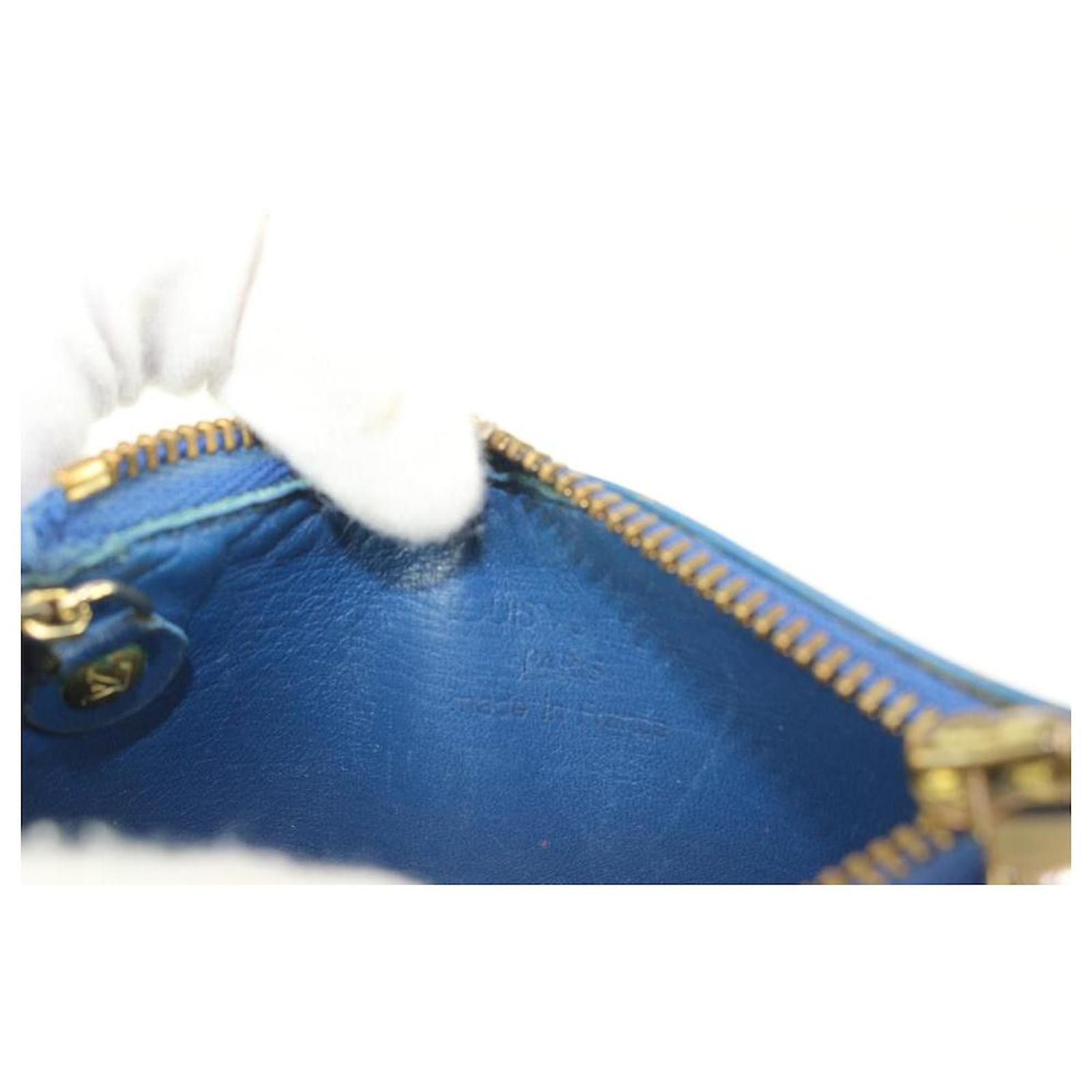 Louis Vuitton Blue Epi Leather Key Pouch Pochette Cles Keychain