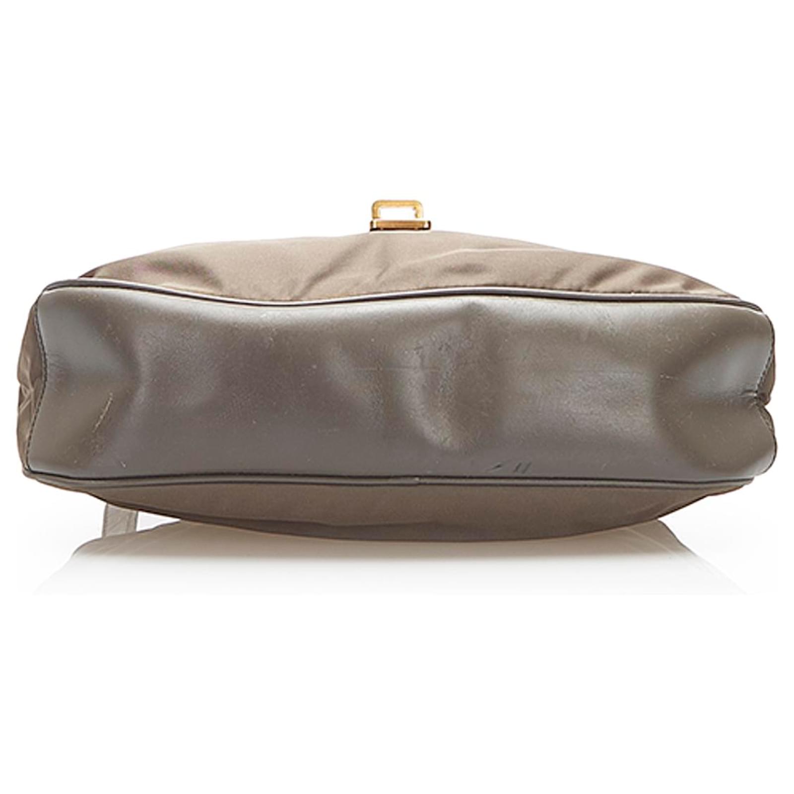 Prada Brown Tessuto Handbag Leather Pony-style calfskin Nylon Cloth  ref.608884 - Joli Closet
