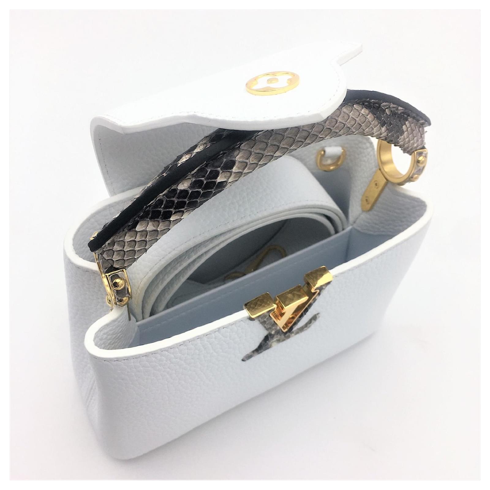 Louis Vuitton White Taurillon Leather Capucines Mini Bag at