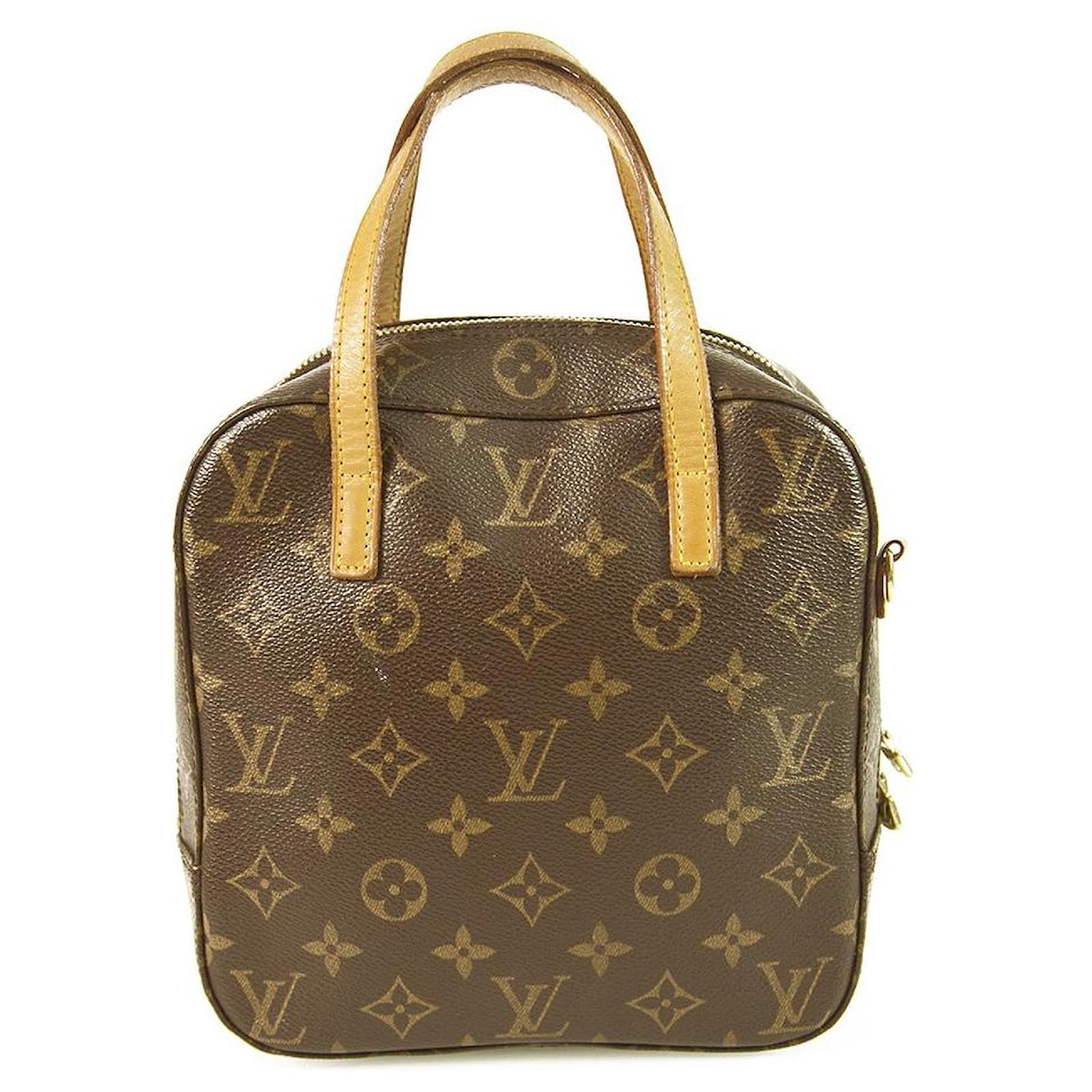 LOUIS VUITTON Monogram Canvas Spontini Bag Small handbag zipper top Dark  brown Leather ref.344500 - Joli Closet