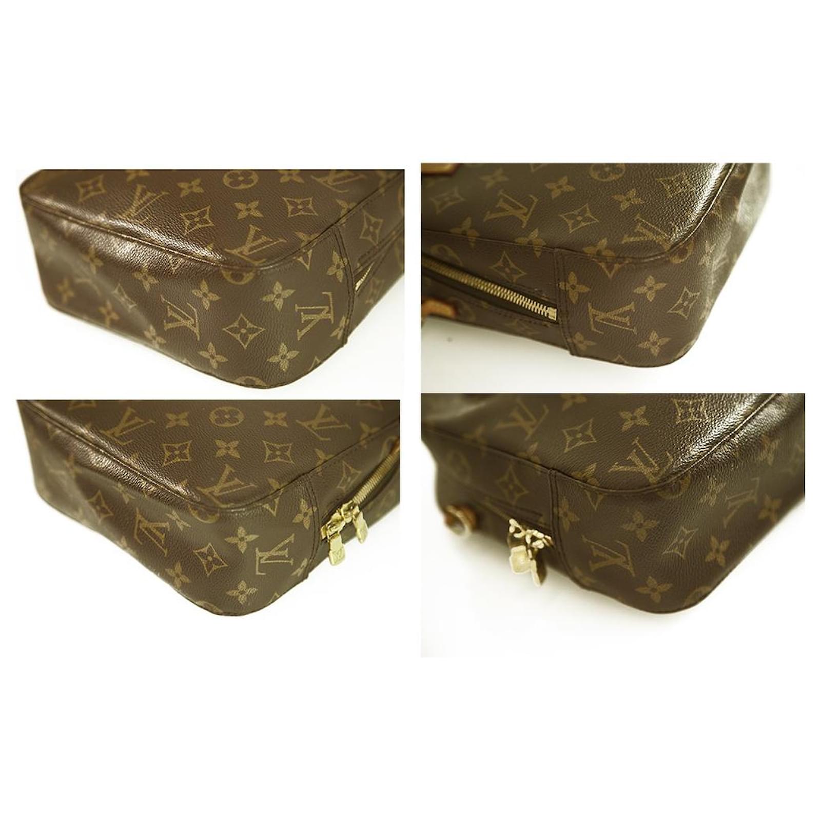 LOUIS VUITTON Monogram Canvas Spontini Bag Small handbag zipper top Dark  brown Leather ref.344500 - Joli Closet