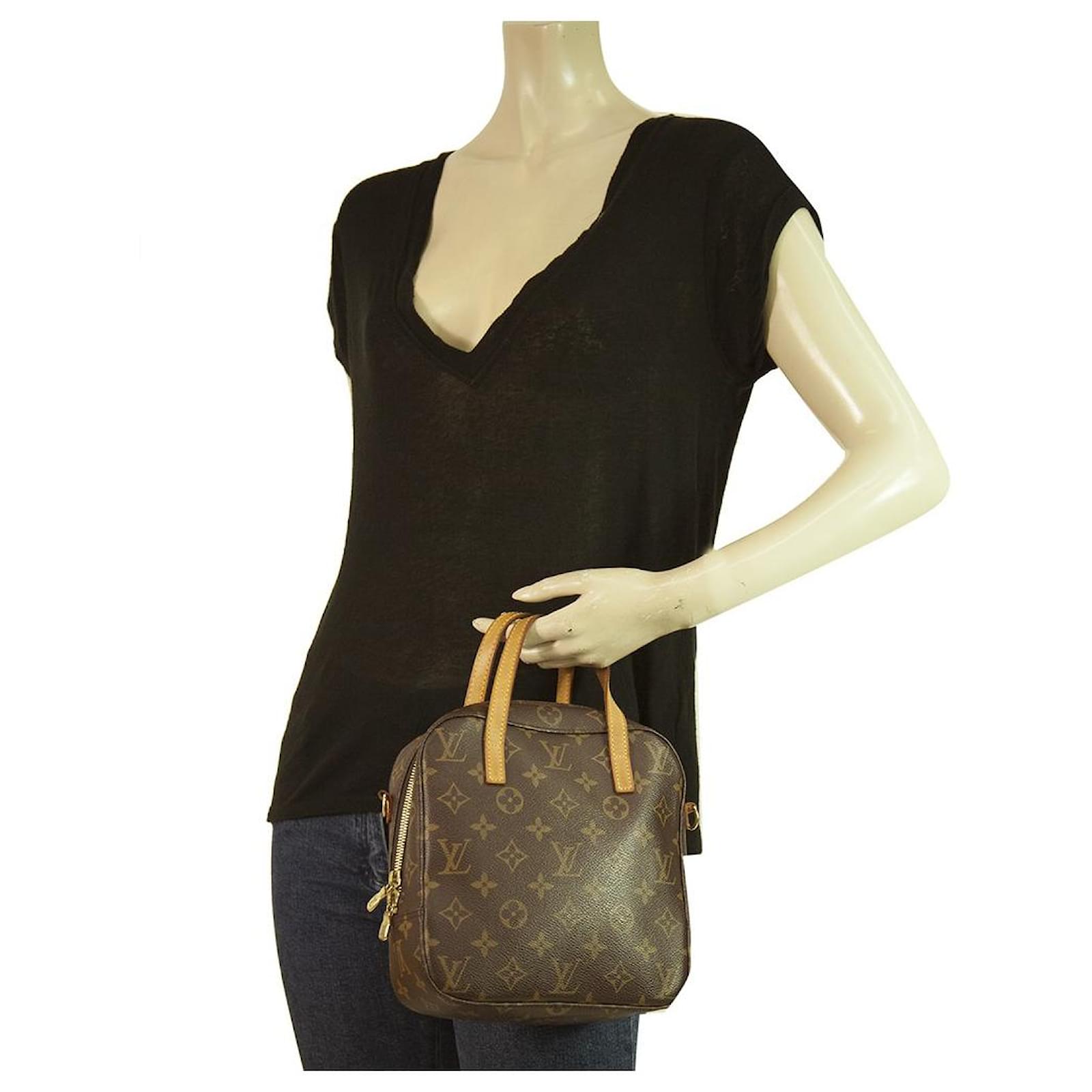 LOUIS VUITTON Monogram Canvas Spontini Bag Small handbag zipper top Dark  brown Leather ref.344500 - Joli Closet